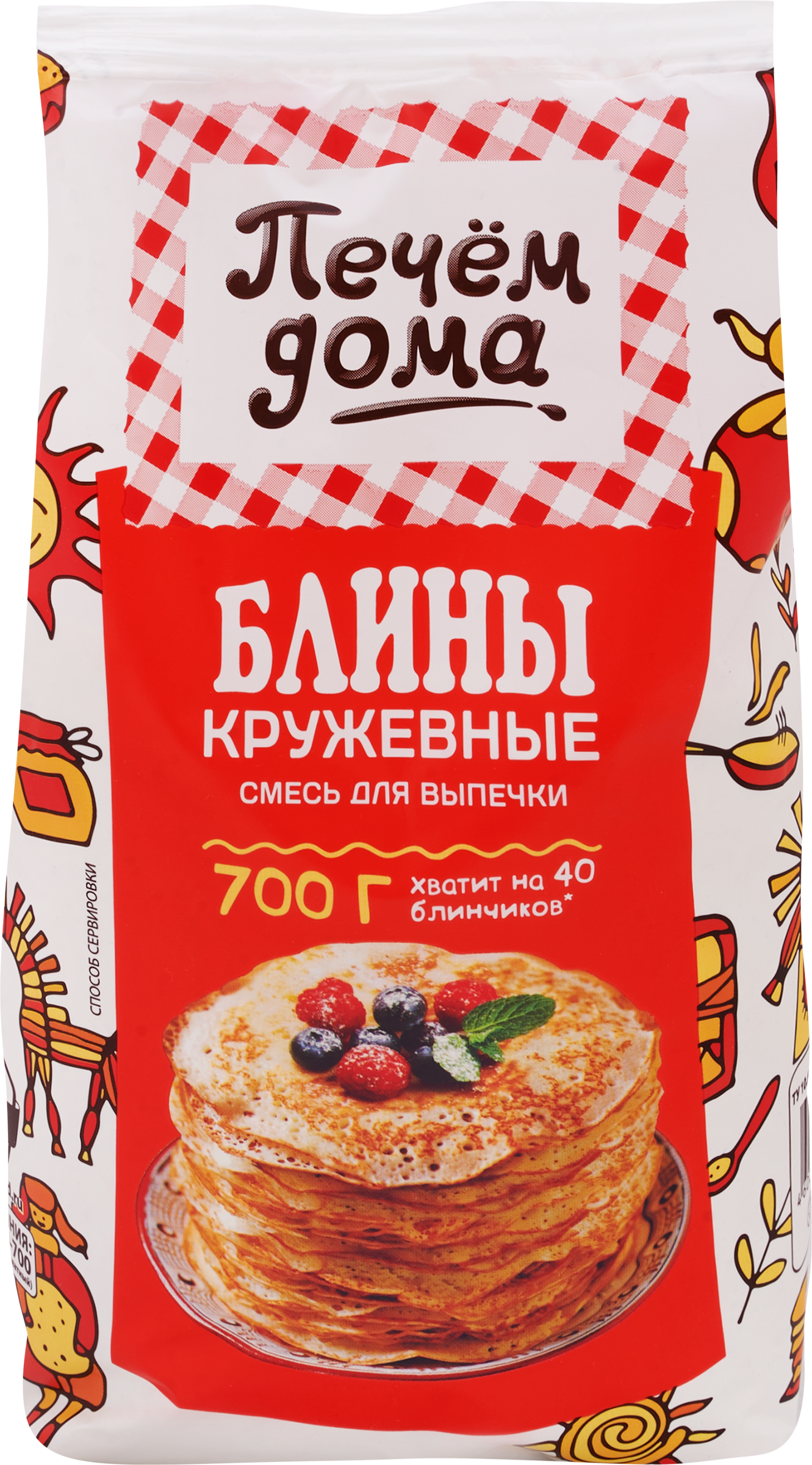 Изображение товара Смесь для выпечки блинов кружевных ПЕЧЕМ ДОМА 700г Изображение товара Смесь для выпечки блинов кружевных ПЕЧЕМ ДОМА 700г