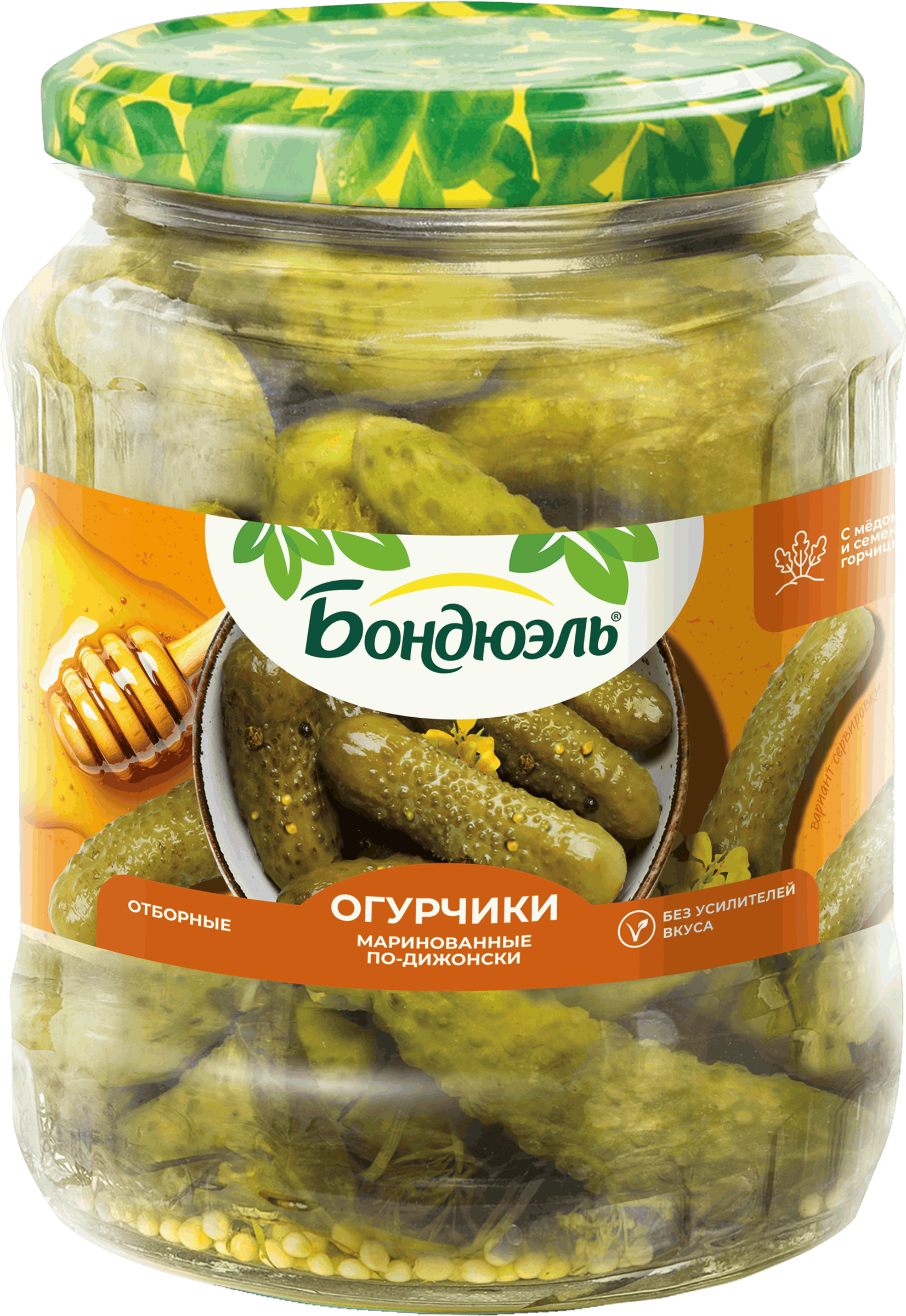 Изображение товара Огурчики маринованные БОНДЮЭЛЬ По-дижонски 720мл с горчицей и медом