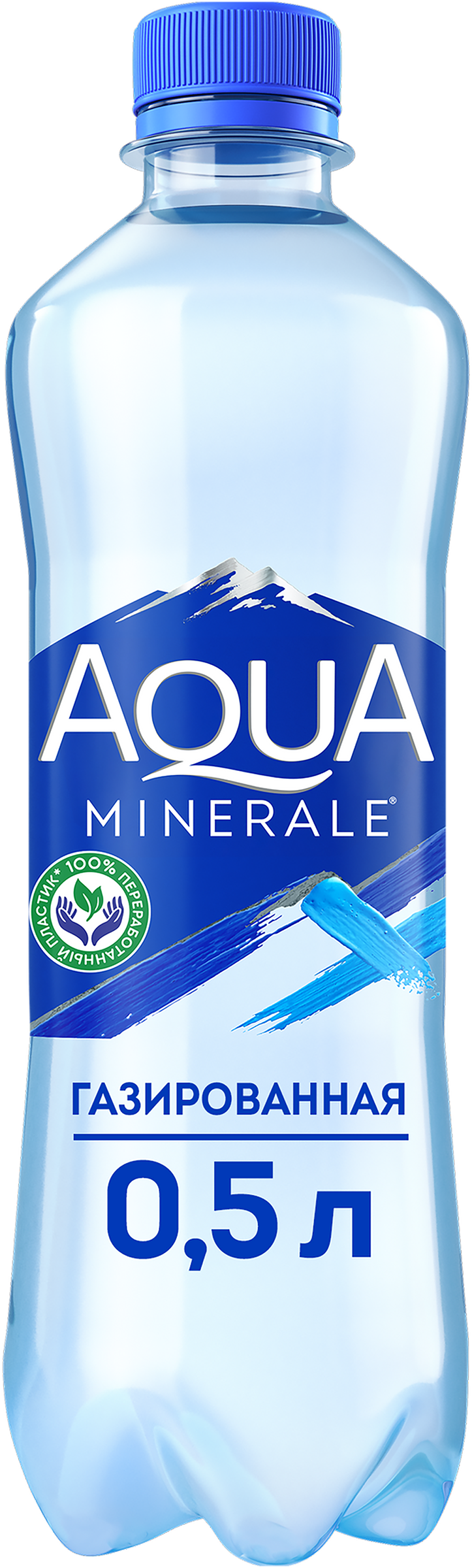 Изображение товара Газированная питьевая вода AQUA MINERALE 0.5л в упаковке из переработанного пластика