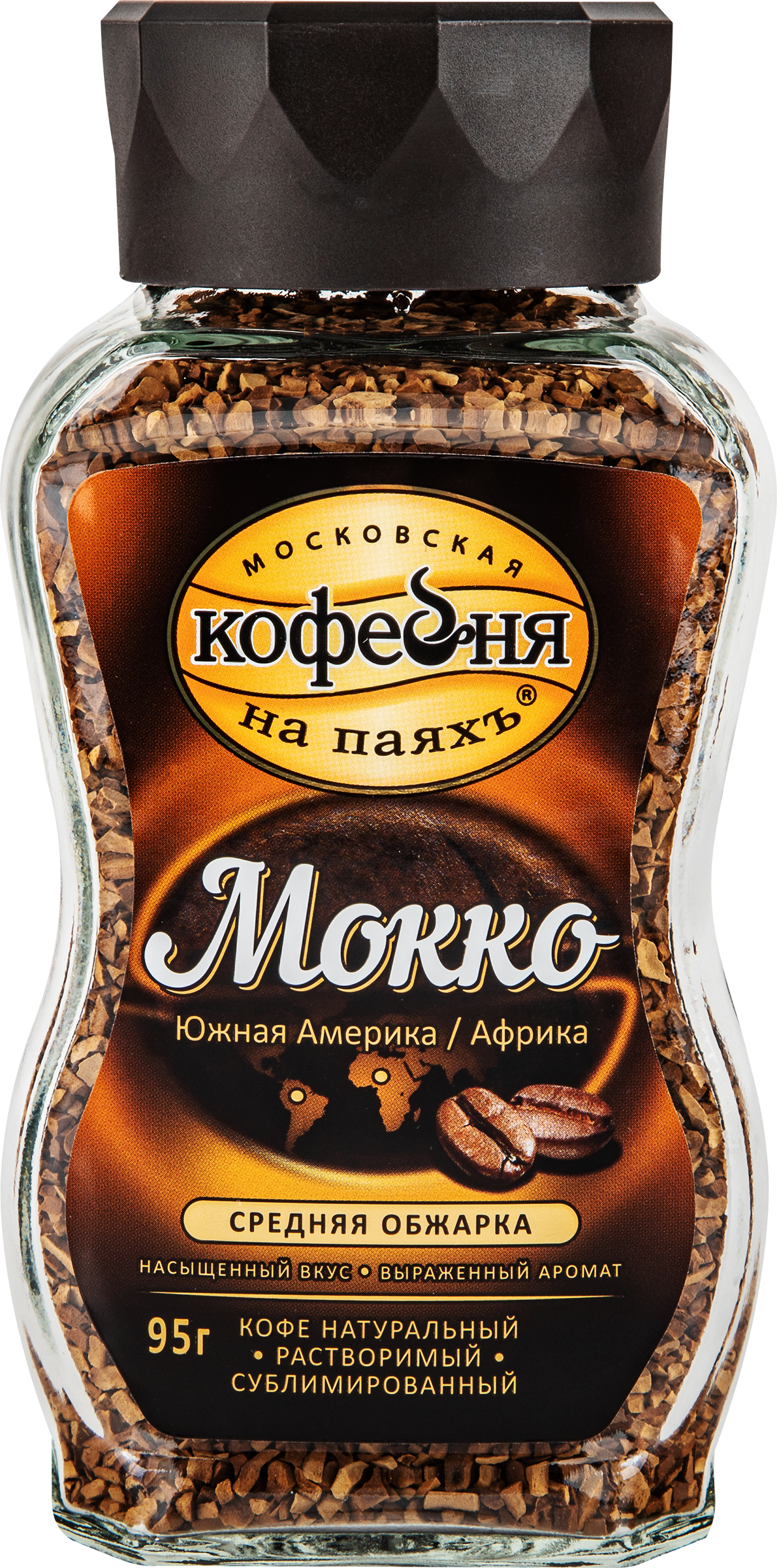 Изображение товара Растворимый мокко кофе МОСКОВСКАЯ КОФЕЙНЯ НА ПАЯХЪ, 95г стеклянная банка