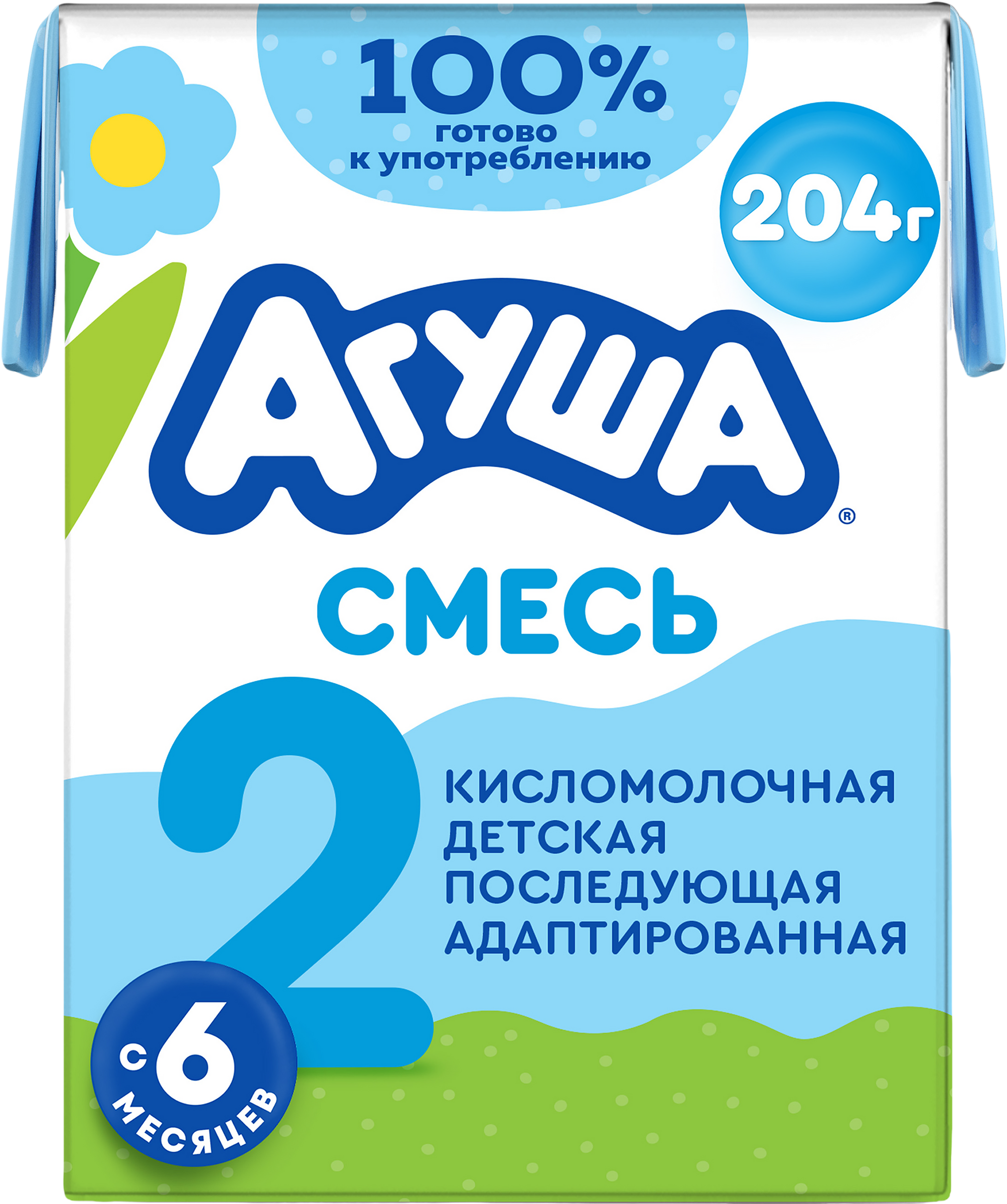Изображение товара Детская кисломолочная смесь АГУША 2 3,4% для от 6 месяцев, 204 г