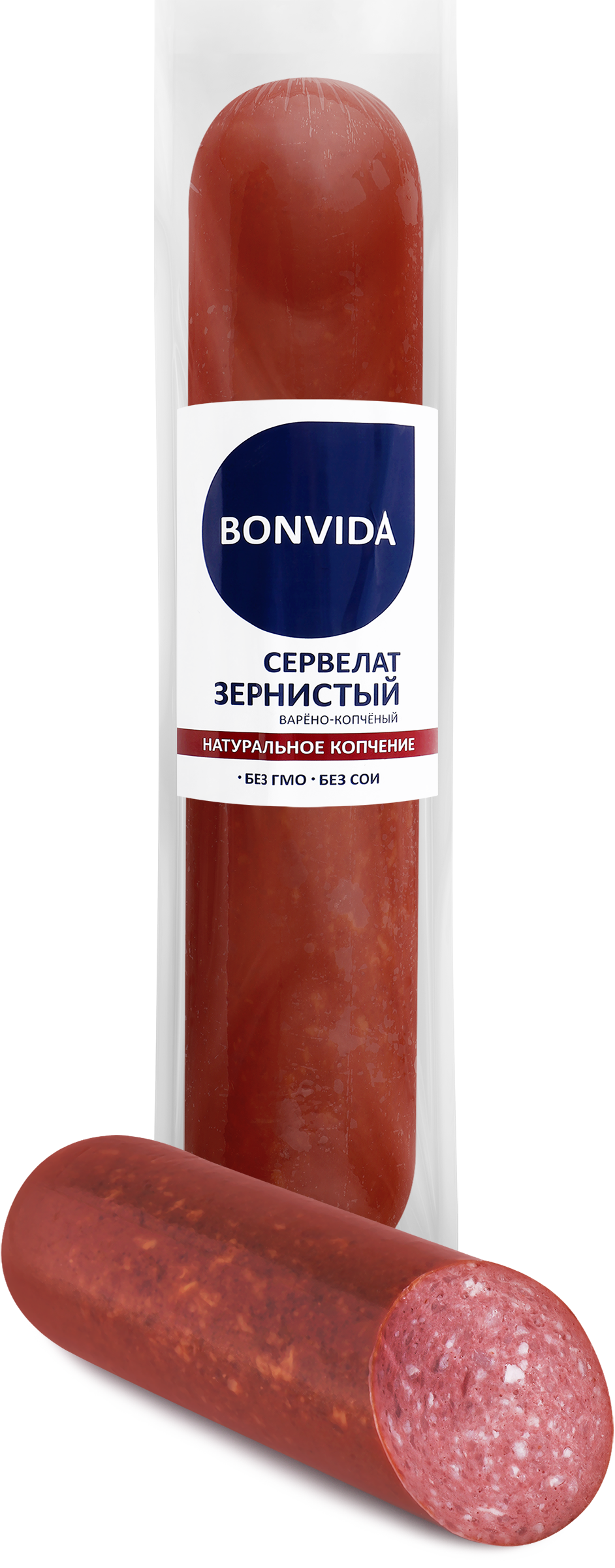 Изображение товара Колбаса варено-копченая BONVIDA Сервелат Зернистый 500г Изображение товара Колбаса варено-копченая BONVIDA Сервелат Зернистый 500г