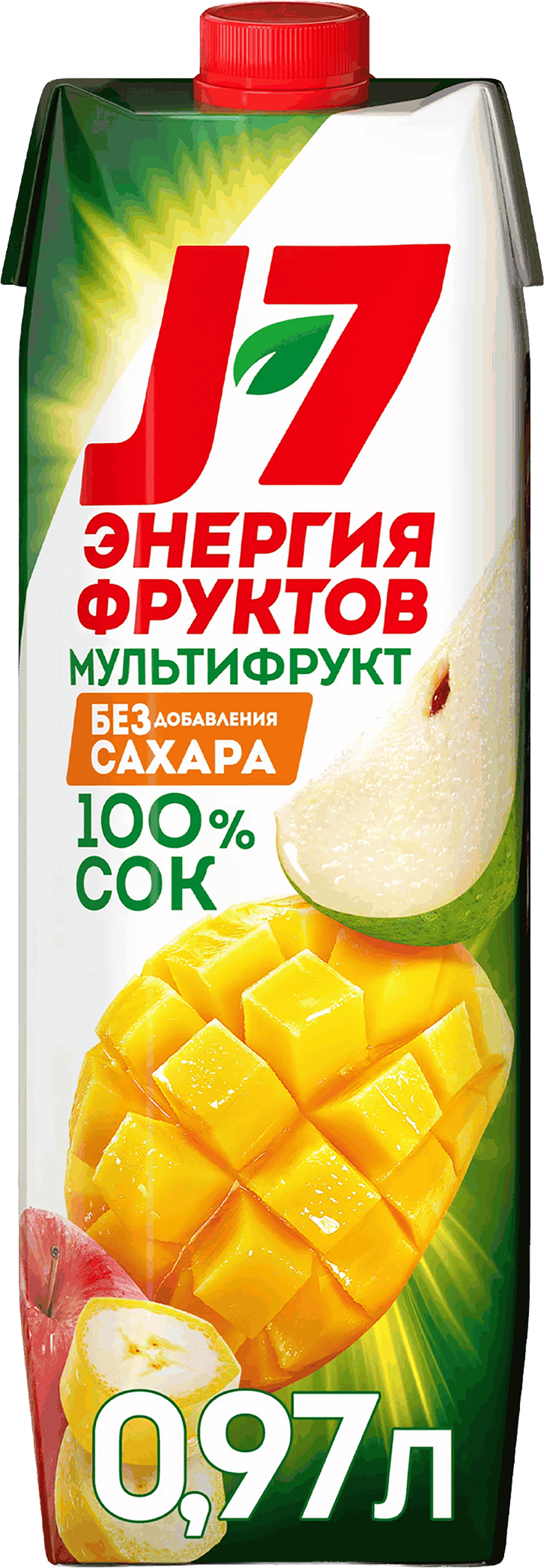 Изображение товара Натуральный мультифруктовый сок J7 с мякотью 0.97л, без сахара Изображение товара Натуральный мультифруктовый сок J7 с мякотью 0.97л, без сахара