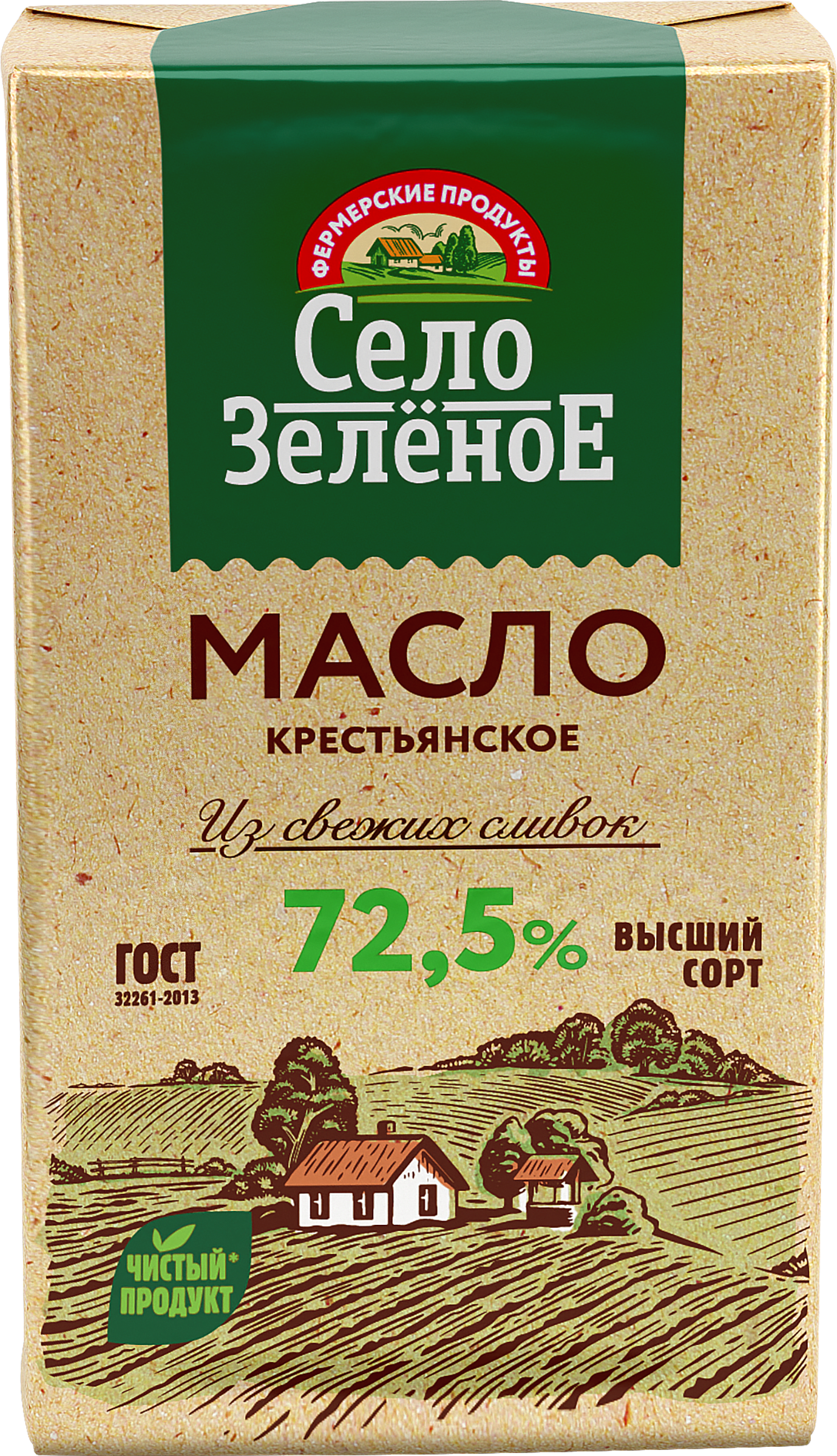 Изображение товара Масло сливочное СЕЛО ЗЕЛЕНОЕ 72,5% 175г натуральное стандарт ГОСТ Изображение товара Масло сливочное СЕЛО ЗЕЛЕНОЕ 72,5% 175г натуральное стандарт ГОСТ