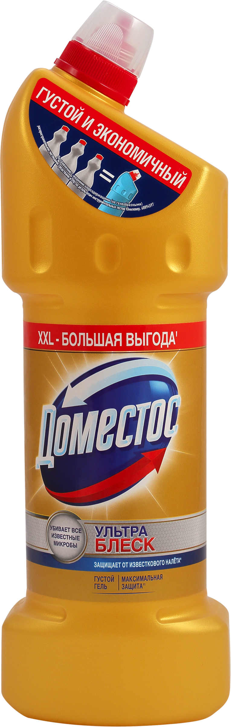 Изображение товара Средство для чистки унитаза ДОМЕСТОС Ультра блеск 1. 5л - глубокая дезинфекция и яркая белизна