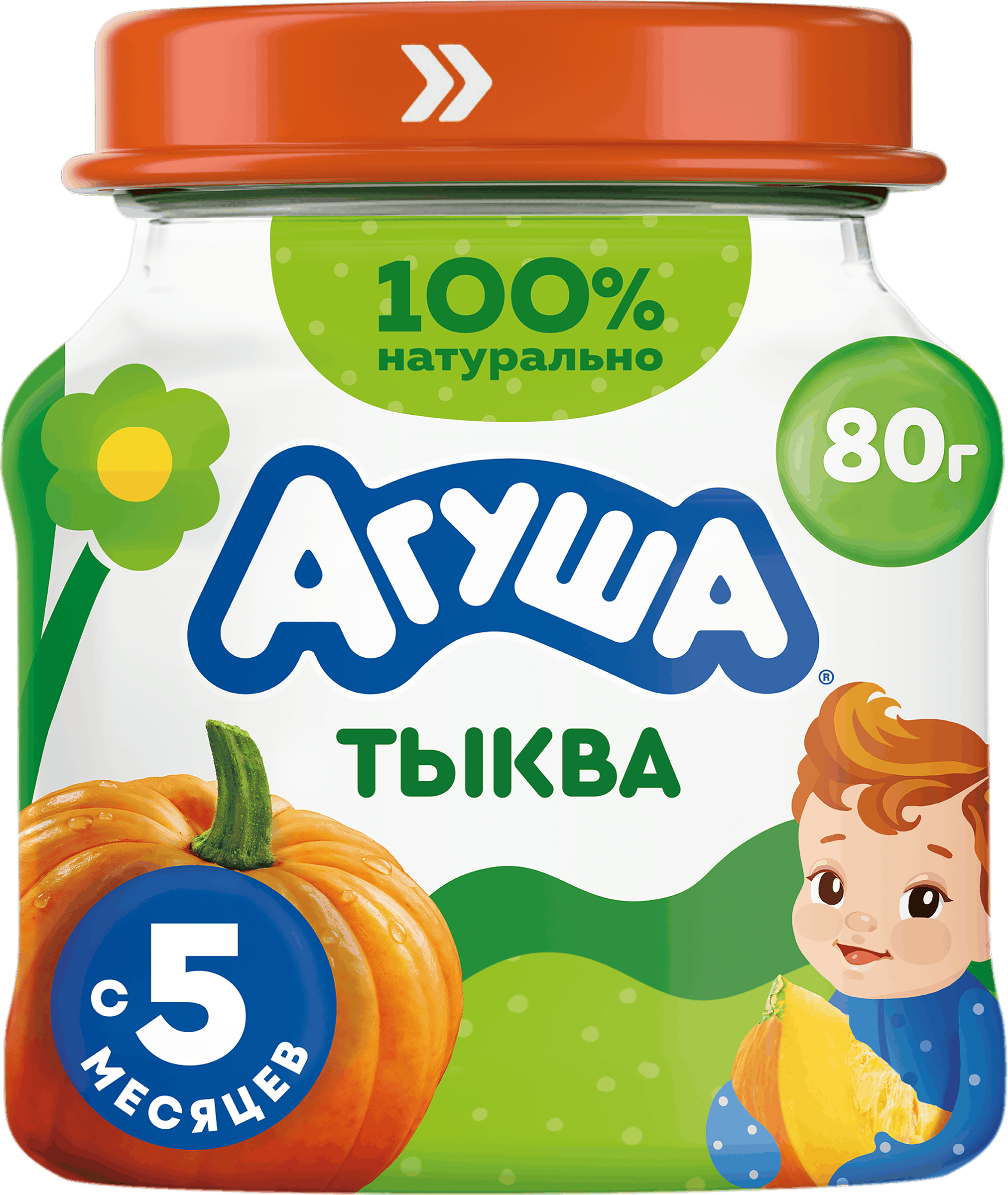 Изображение товара Пюре овощное детское АГУША Тыква с 5 месяцев 80г натуральное гипоаллергенное