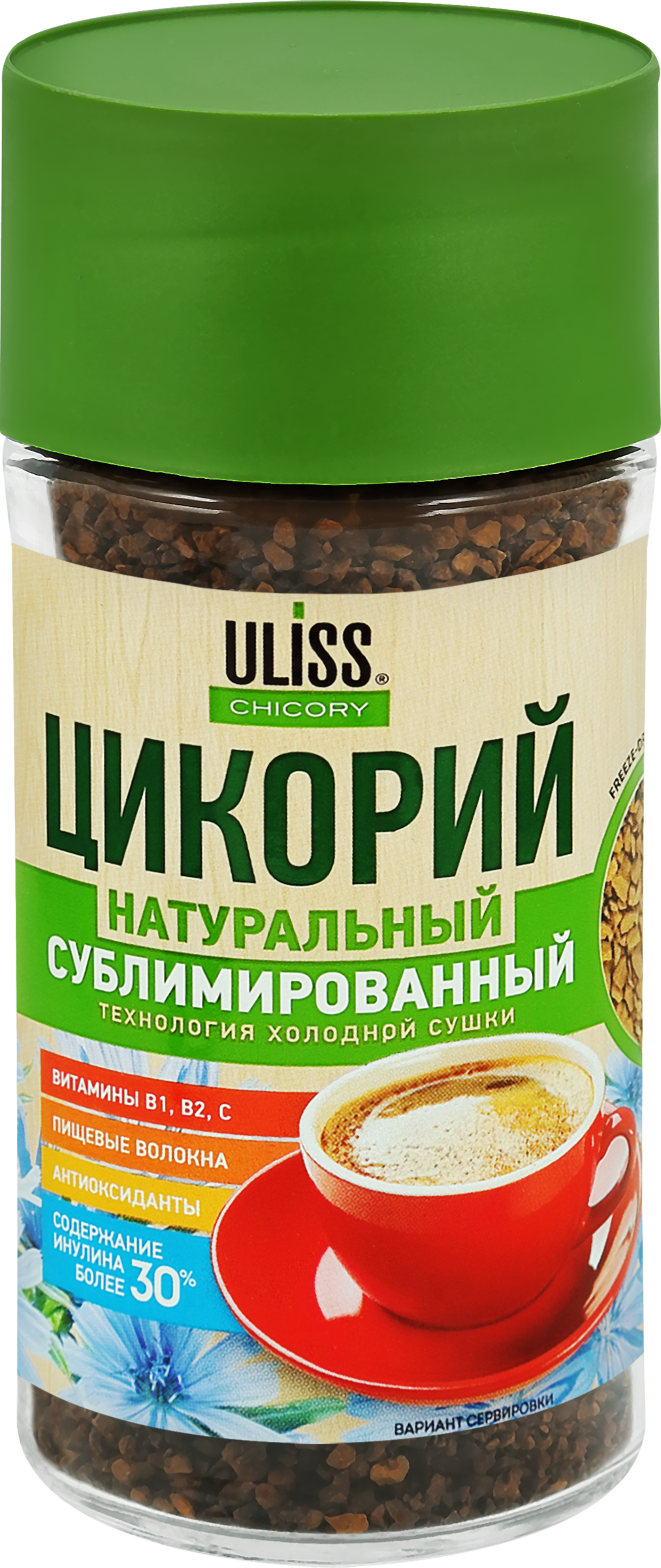 Изображение товара Растворимый цикорий ULISS Chicory с натуральным вкусом 85г Изображение товара Растворимый цикорий ULISS Chicory с натуральным вкусом 85г