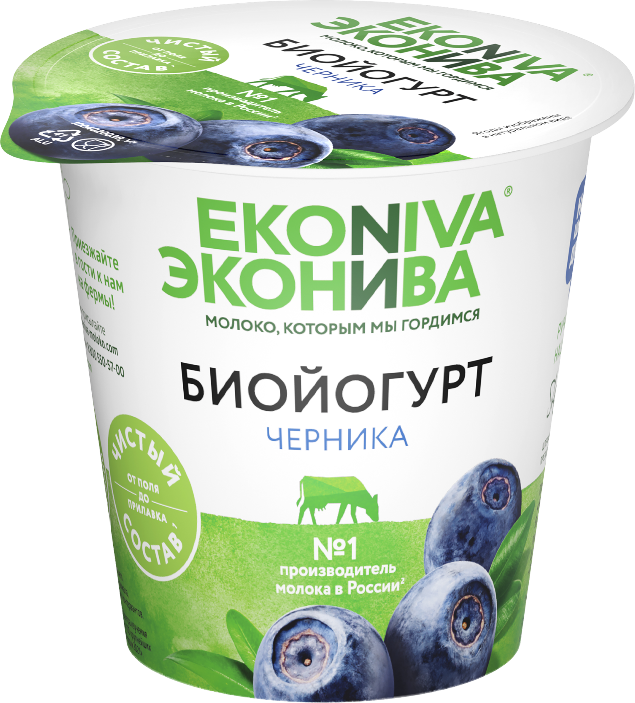Изображение товара Биойогурт ЭКОНИВА Черника 2,8% без сахара 125г натуральный продукт Изображение товара Биойогурт ЭКОНИВА Черника 2,8% без сахара 125г натуральный продукт