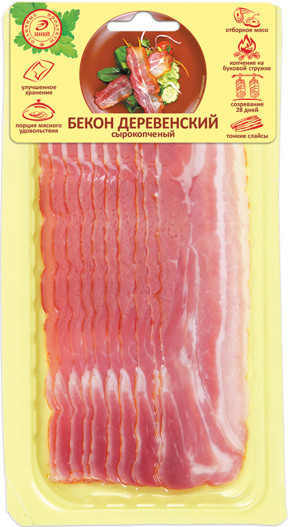 Изображение товара Бекон сырокопченый ИНЕЙ Деревенский 100г - натуральный деликатес для любой кухни Изображение товара Бекон сырокопченый ИНЕЙ Деревенский 100г - натуральный деликатес для любой кухни