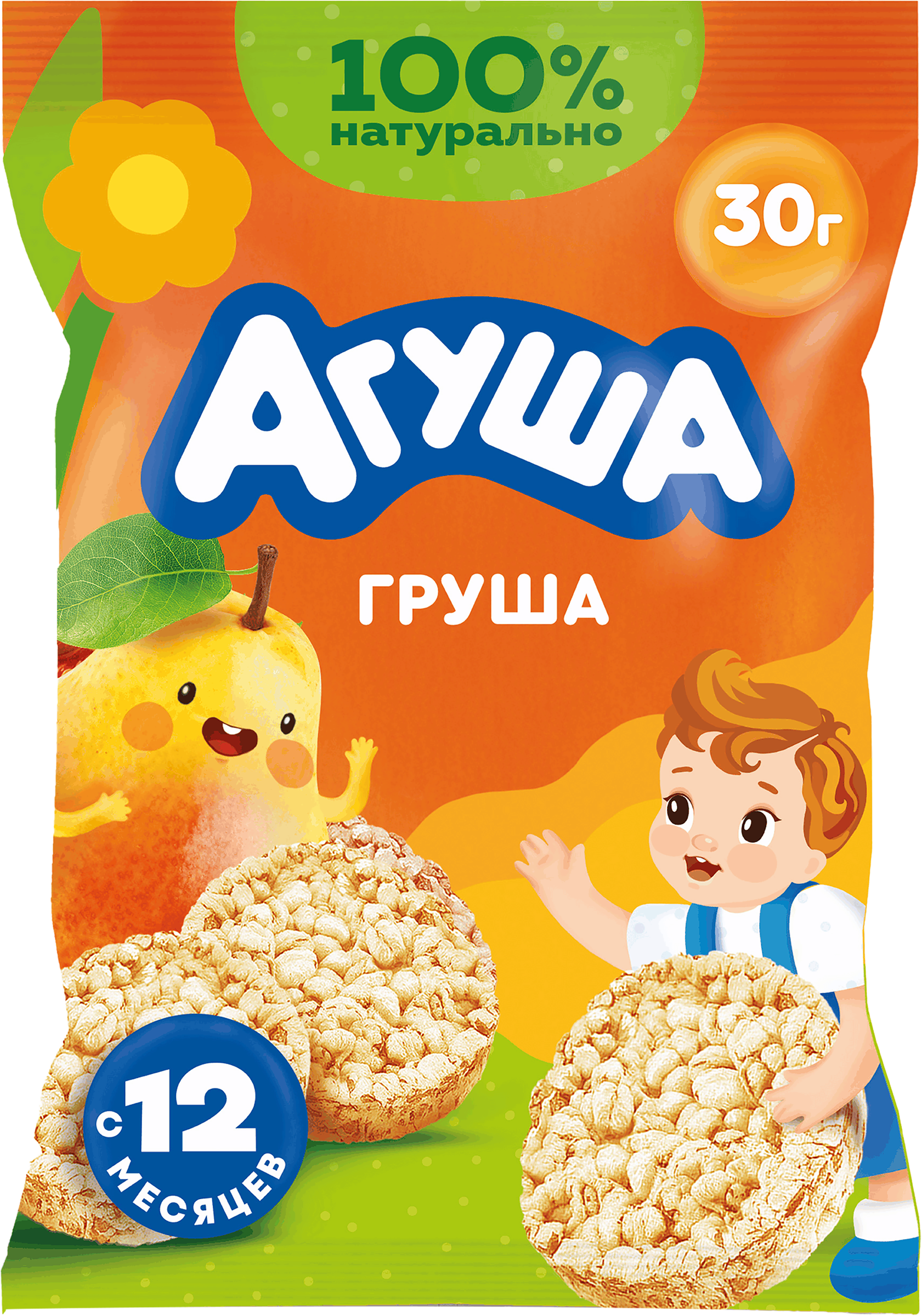 Изображение товара Хлебцы рисовые детские АГУША Груша, с 12 месяцев, 30г Изображение товара Хлебцы рисовые детские АГУША Груша, с 12 месяцев, 30г