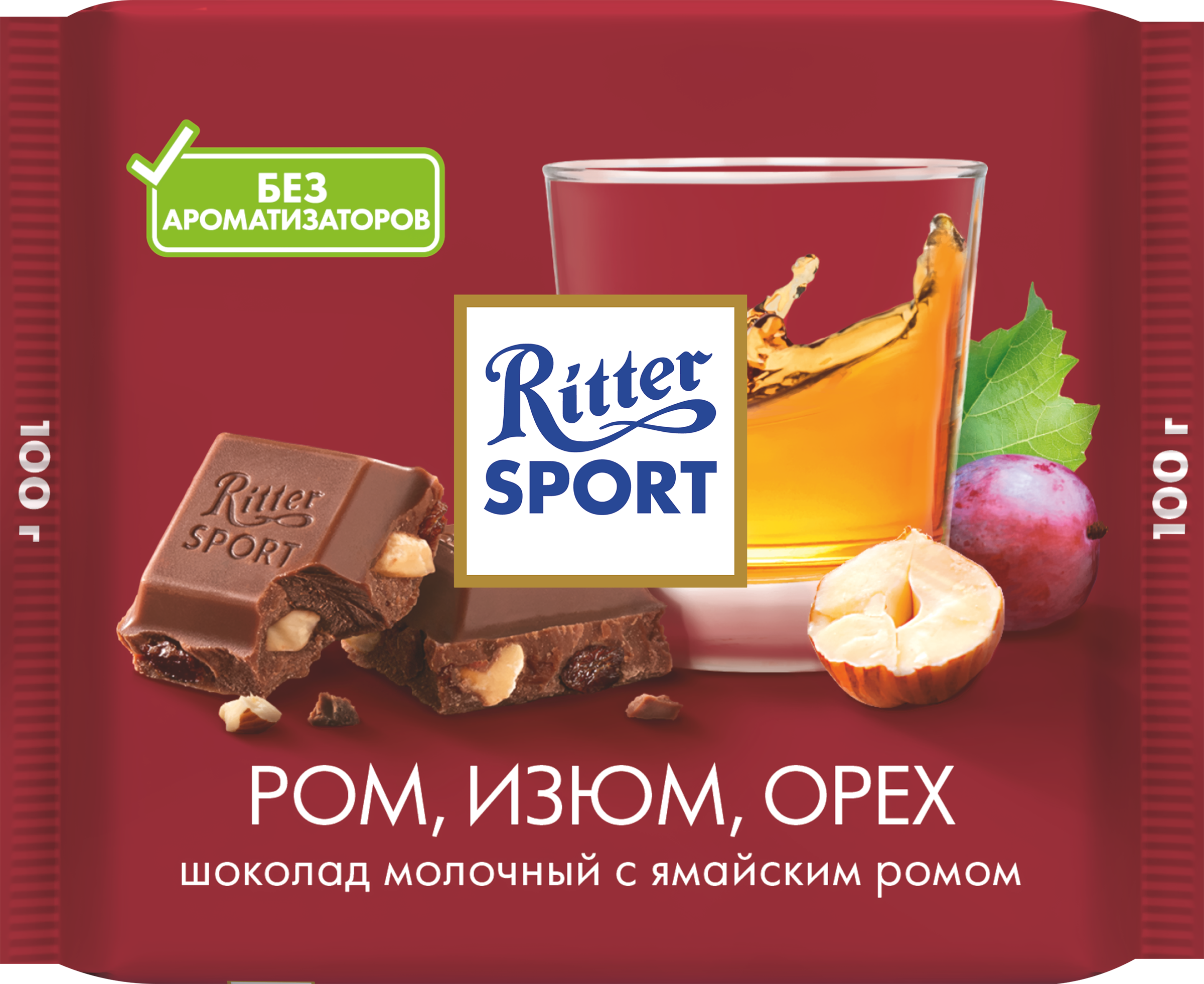 Изображение товара Шоколад молочный RITTER SPORT Ром, изюм, орех, 100г Изображение товара Шоколад молочный RITTER SPORT Ром, изюм, орех, 100г