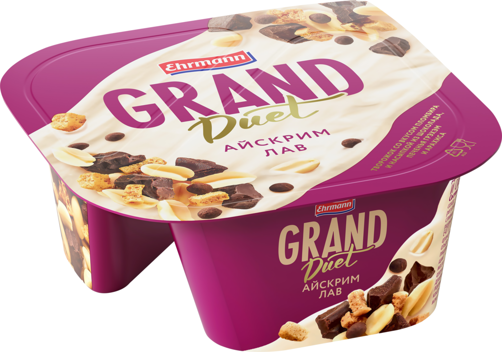 Изображение товара Десерт творожный GRAND DUET Айскрим лав 9,1% 138г вкус пломбир шоколад арахис Изображение товара Десерт творожный GRAND DUET Айскрим лав 9,1% 138г вкус пломбир шоколад арахис