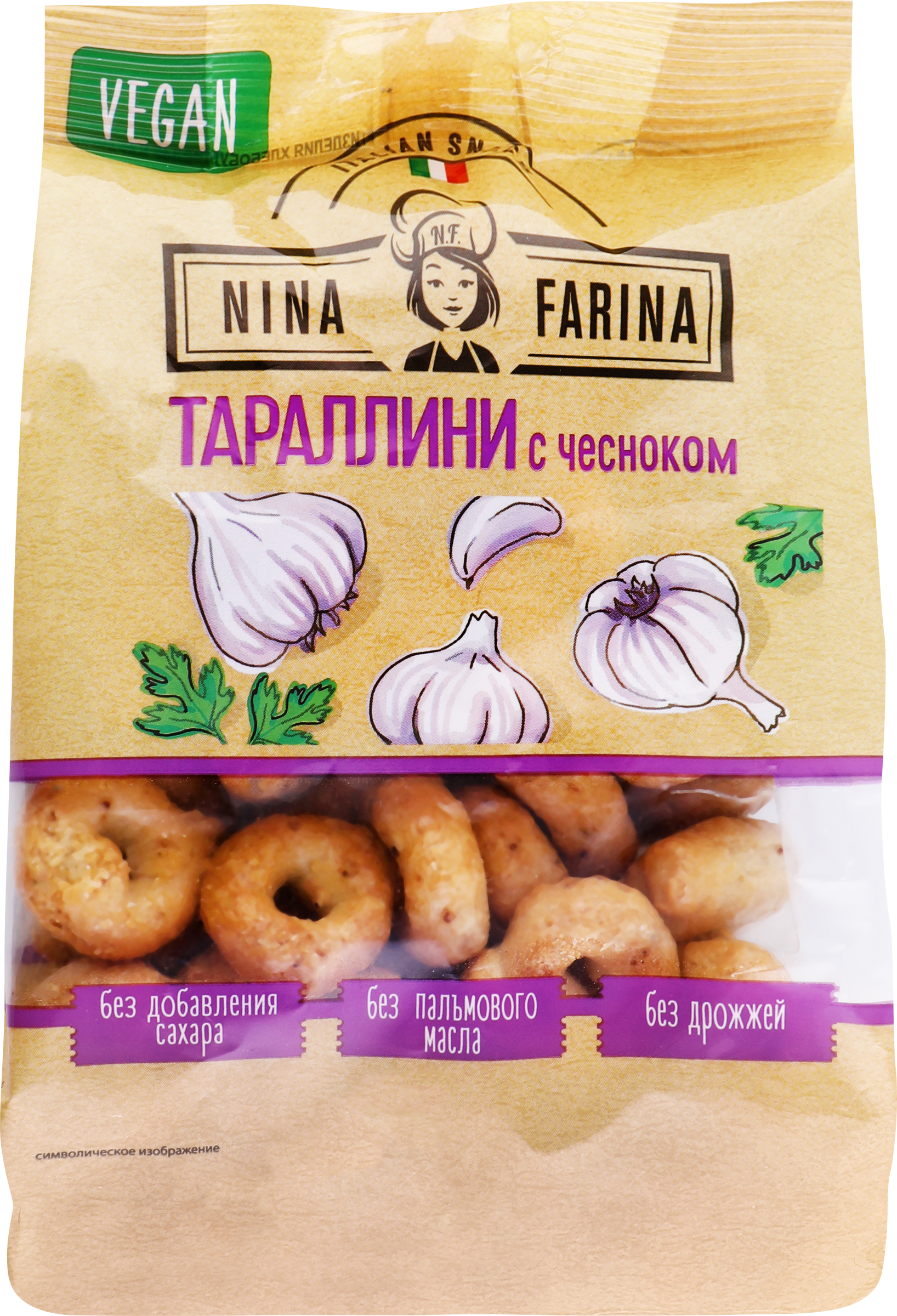 Изображение товара Тараллини NINA FARINA с чесноком 180г - вкусная и полезная закуска для любого повода