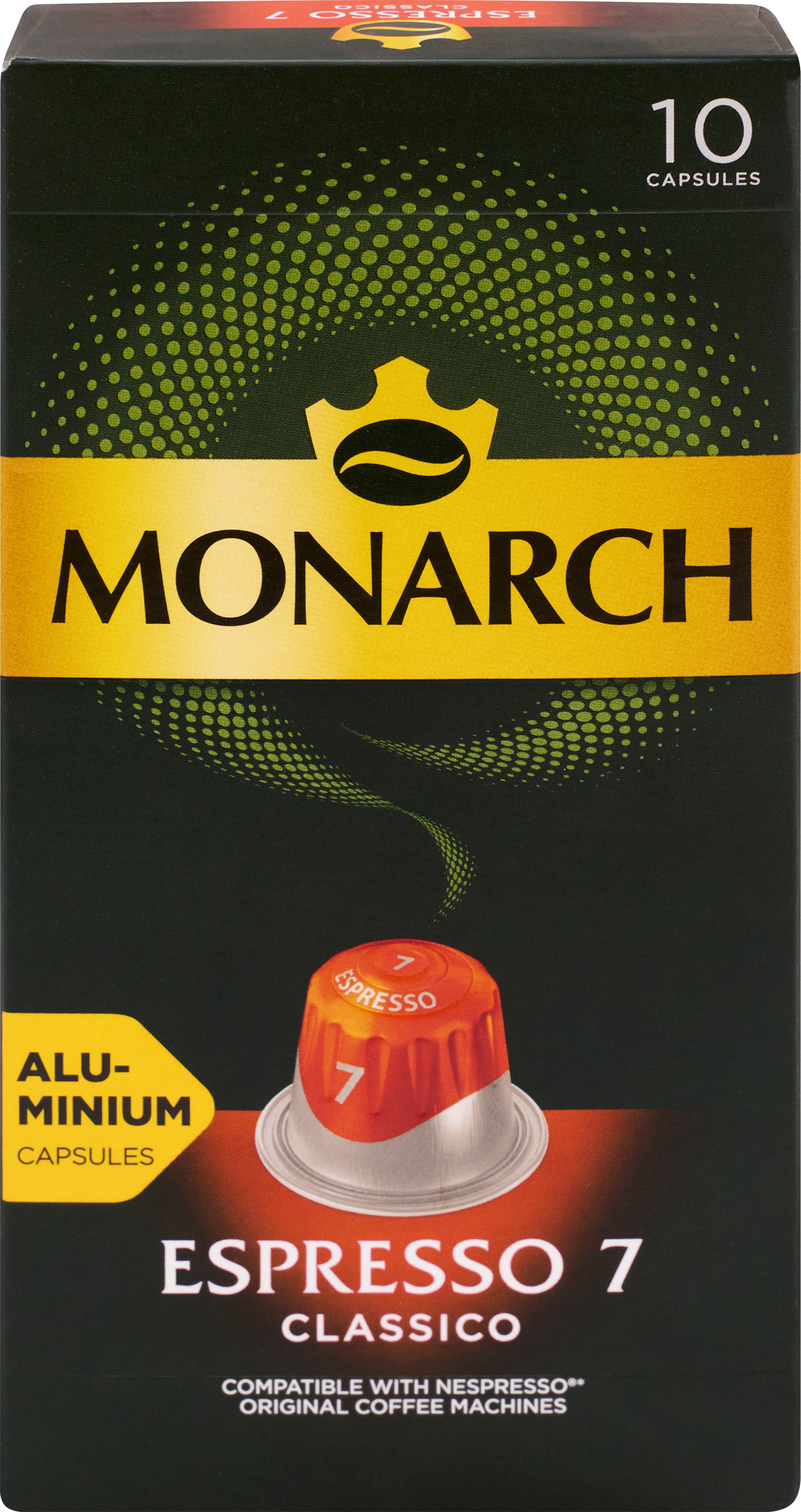 Изображение товара Капсулы кофе MONARCH Espresso 7 Classico Натуральный Эспрессо для Nespresso Изображение товара Капсулы кофе MONARCH Espresso 7 Classico Натуральный Эспрессо для Nespresso
