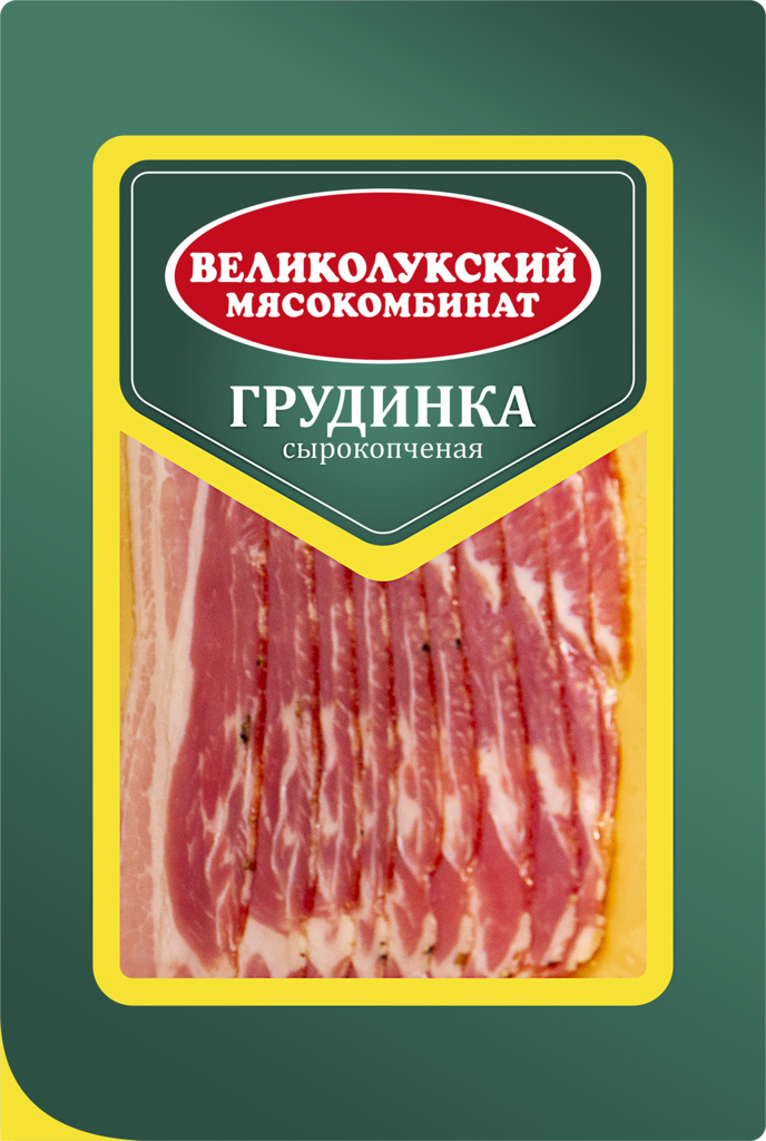 Изображение товара Грудинка сырокопченая МК ВЕЛИКОЛУКСКИЙ категория Б 150г нарезка