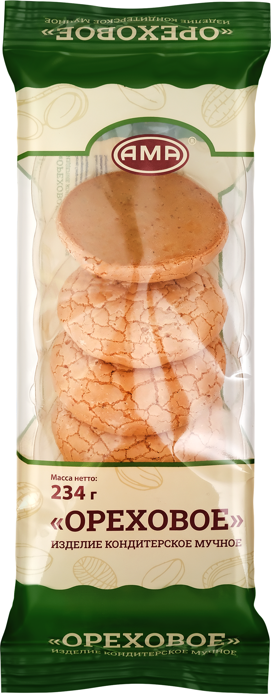 Изображение товара Пирожное АМА Ореховое 234г - вкусное сдобное лакомство с арахисом и миндалем Изображение товара Пирожное АМА Ореховое 234г - вкусное сдобное лакомство с арахисом и миндалем