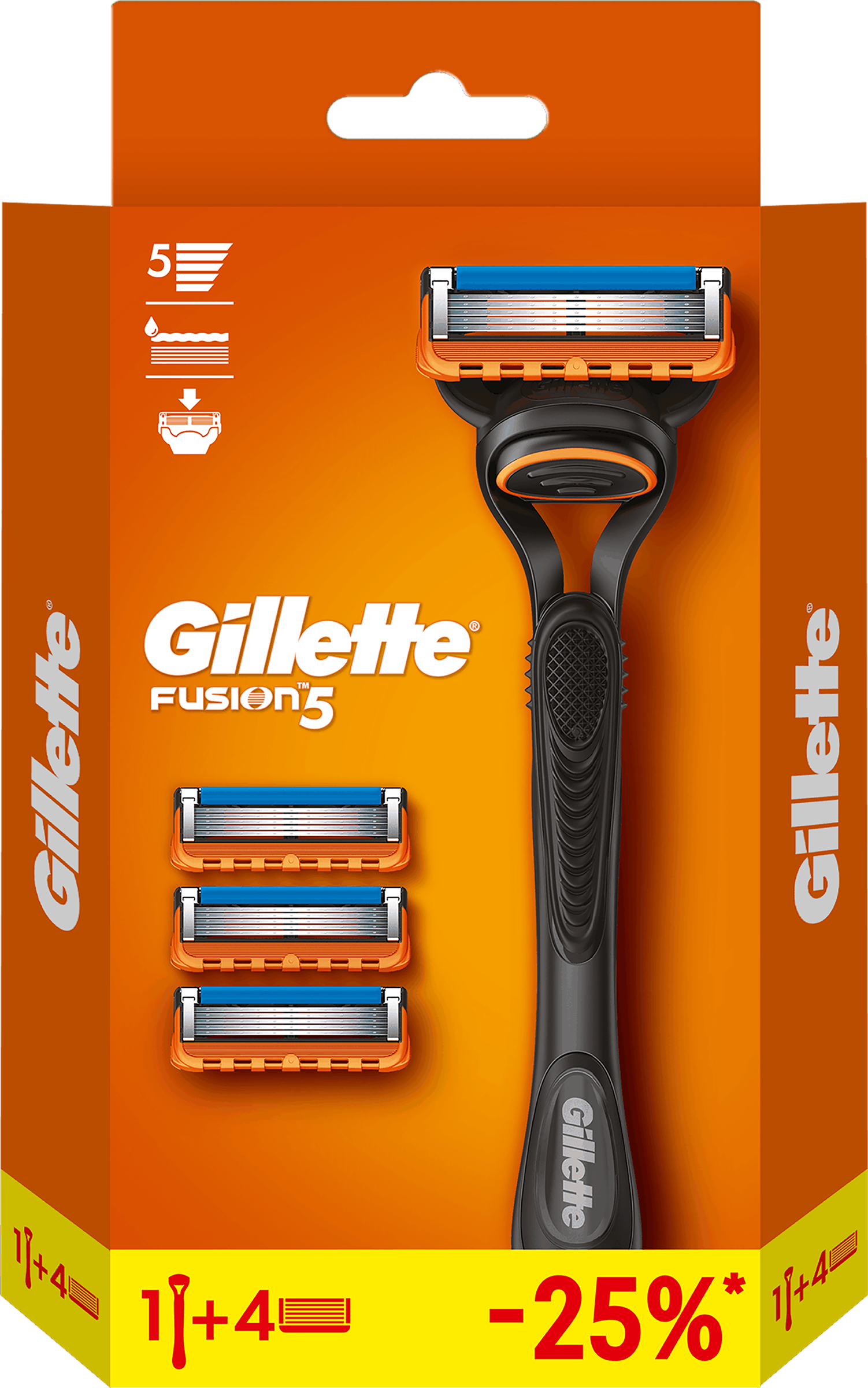 Изображение товара Станок для бритья GILLETTE FUSION с 3 сменными кассетами для гладкого и комфортного бритья