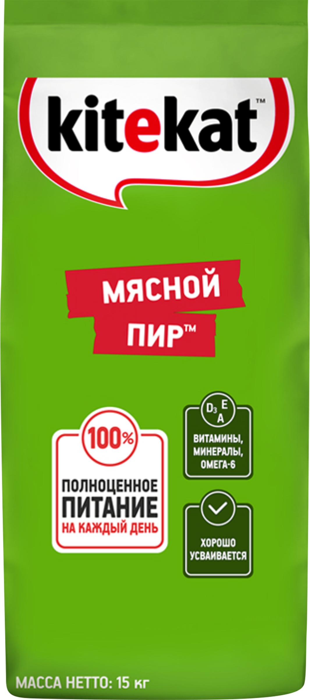 Изображение товара Сухой корм для кошек KITEKAT Мясной пир 15 кг для взрослых кошек