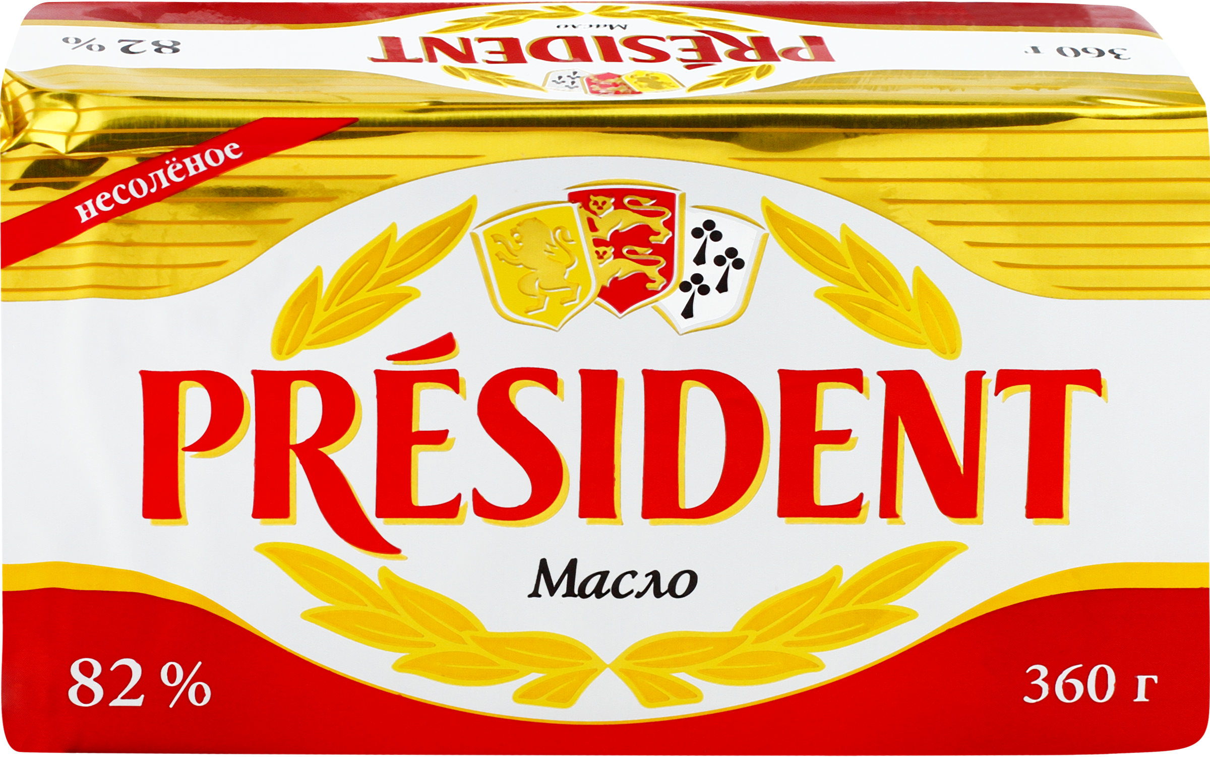 Изображение товара Масло кислосливочное PRESIDENT 82% высший сорт без змж 360г Изображение товара Масло кислосливочное PRESIDENT 82% высший сорт без змж 360г