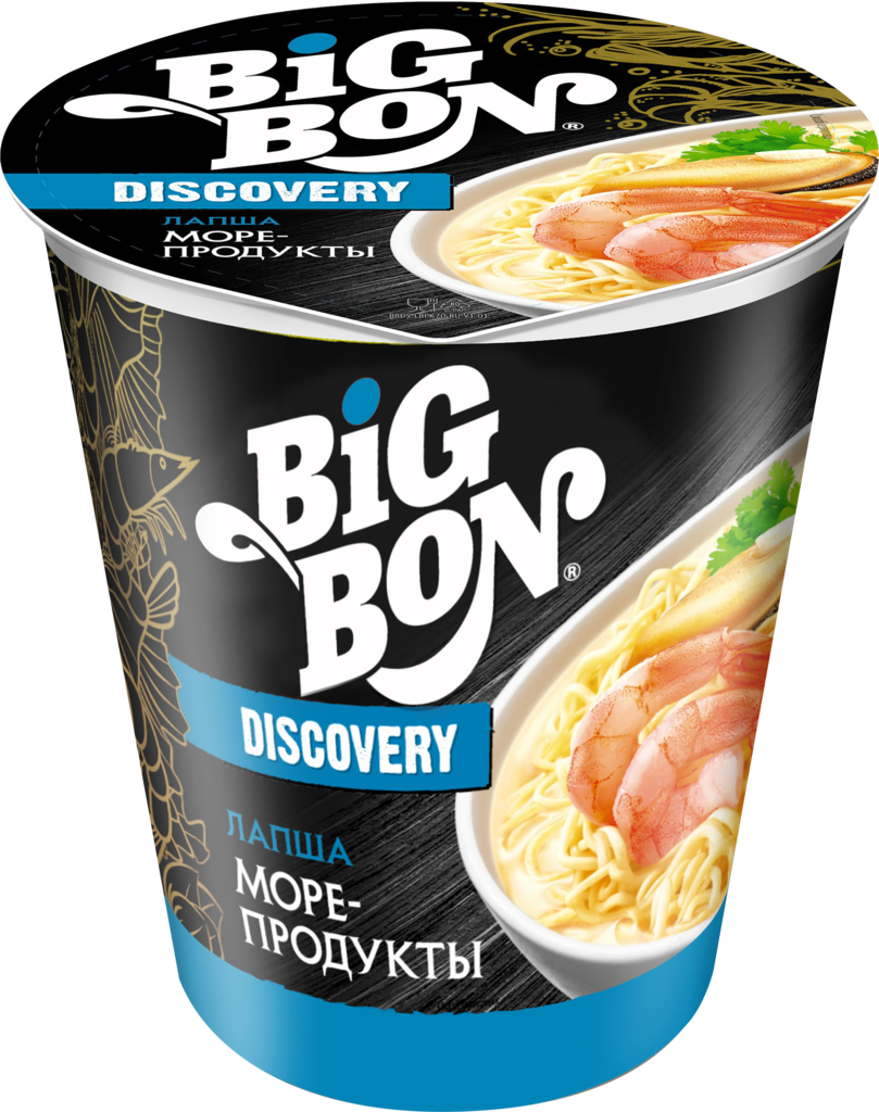 Изображение товара Лапша BIGBON Discovery с морепродуктами, 70г Изображение товара Лапша BIGBON Discovery с морепродуктами, 70г