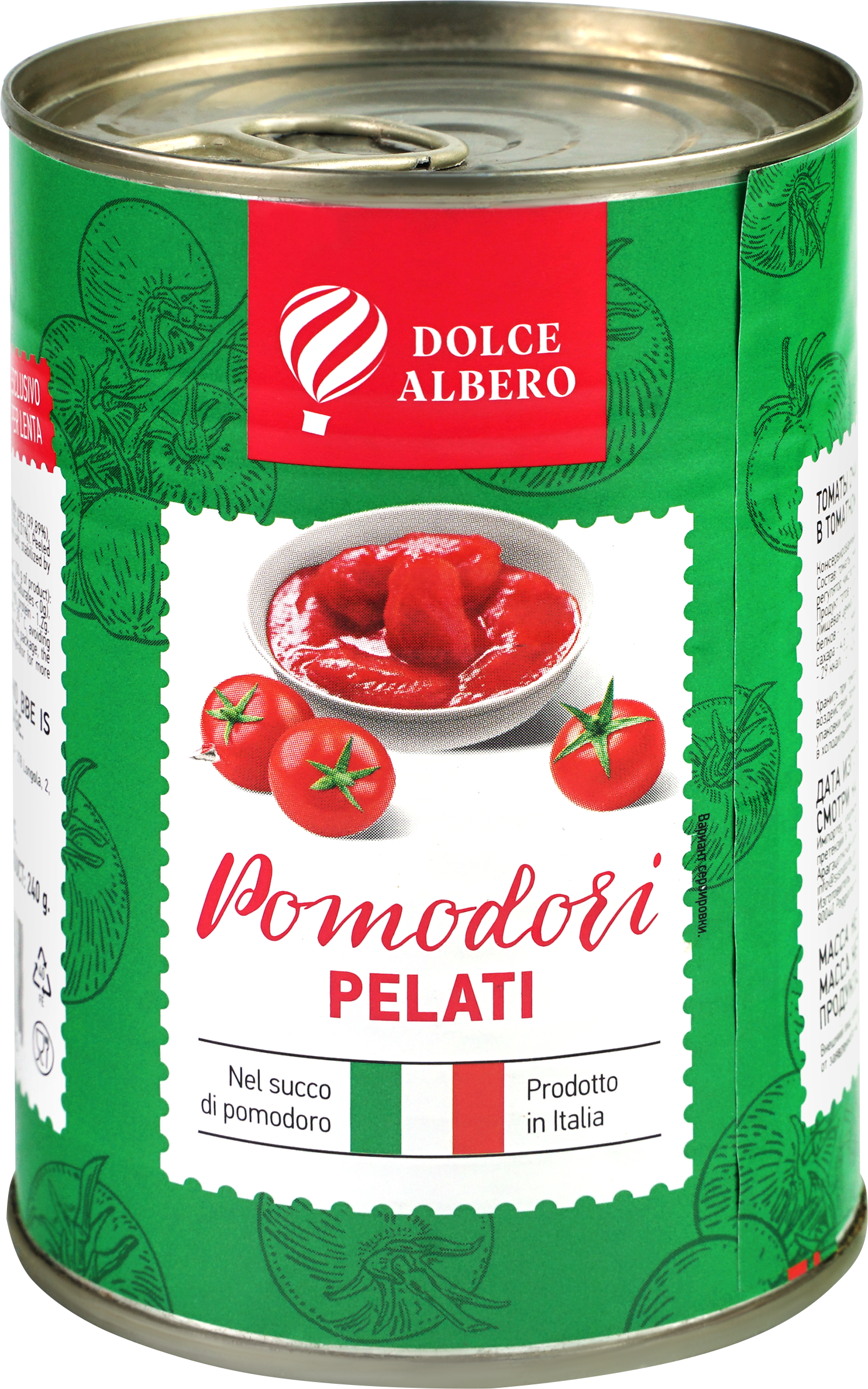 Изображение товара Томаты DOLCE ALBERO очищенные в томатном соке 400г - итальянская консервация