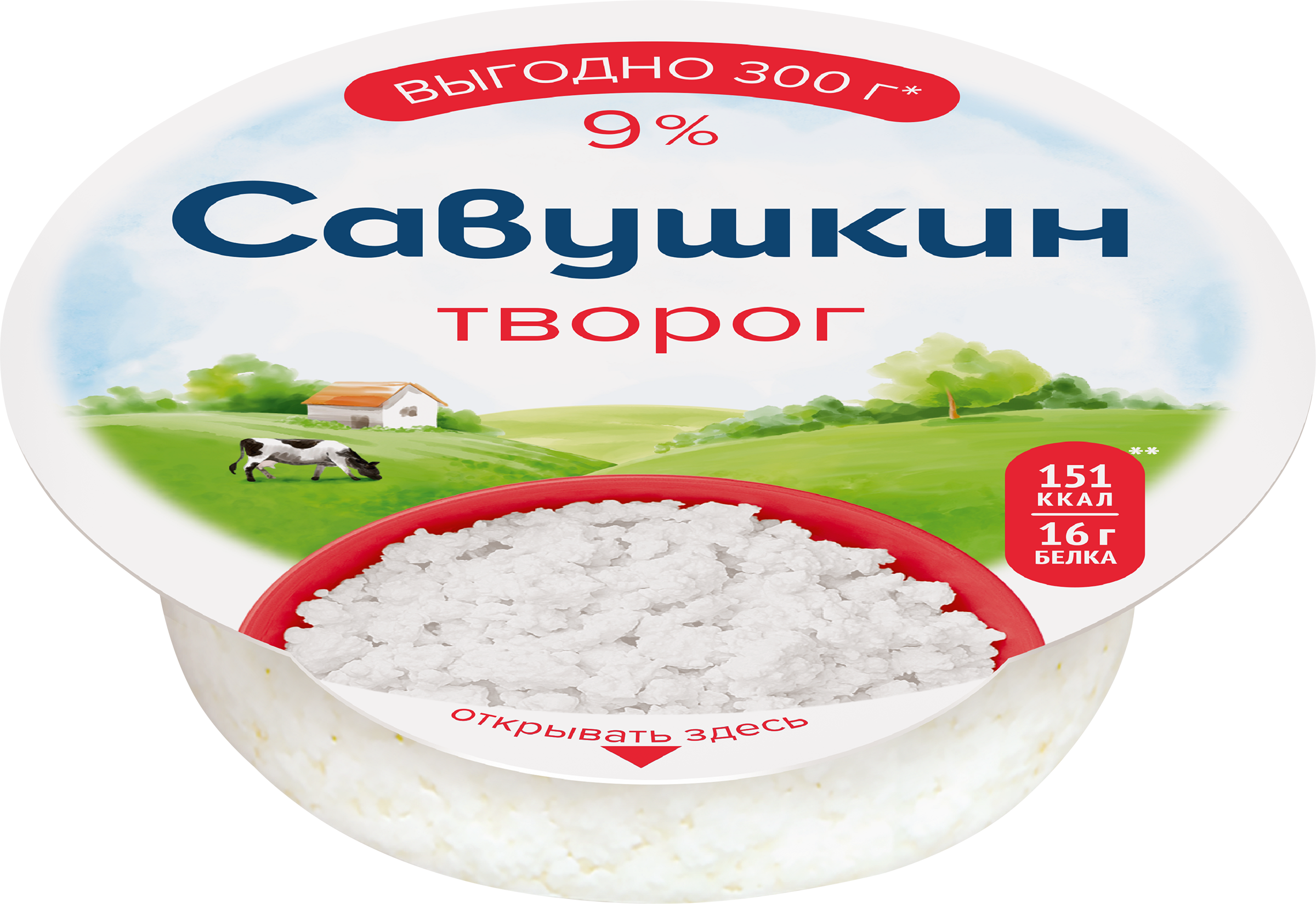 Изображение товара Творог САВУШКИН Хуторок 9% 300г белорусский натуральный полезный