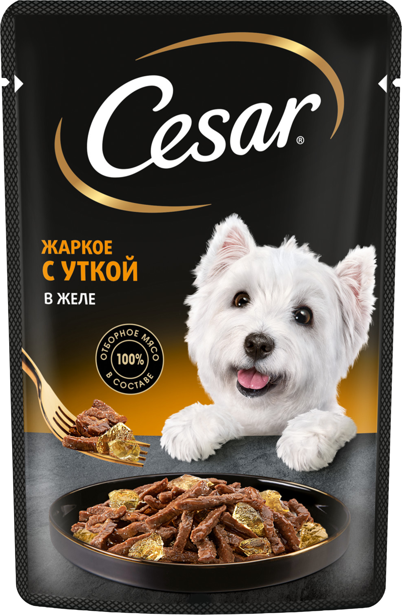 Изображение товара Корм влажный для взрослых собак CESAR жаркое с уткой в желе, 85г Изображение товара Корм влажный для взрослых собак CESAR жаркое с уткой в желе, 85г