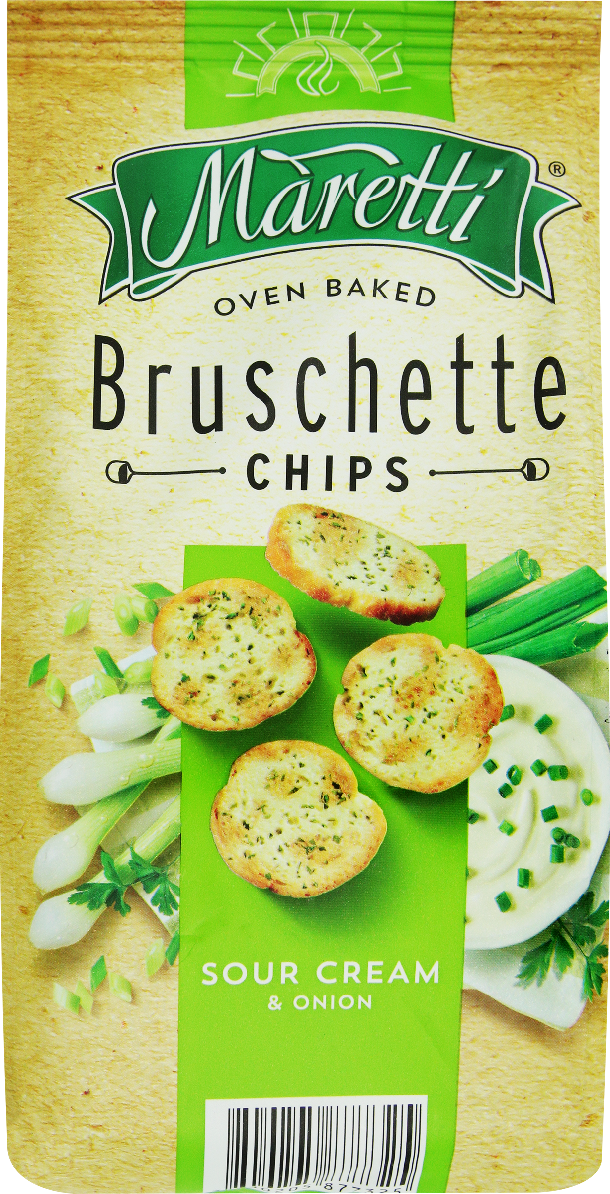 Изображение товара Хрустящие сухарики MARETTI Bruschette со вкусом Сметаны и лука, 70 г