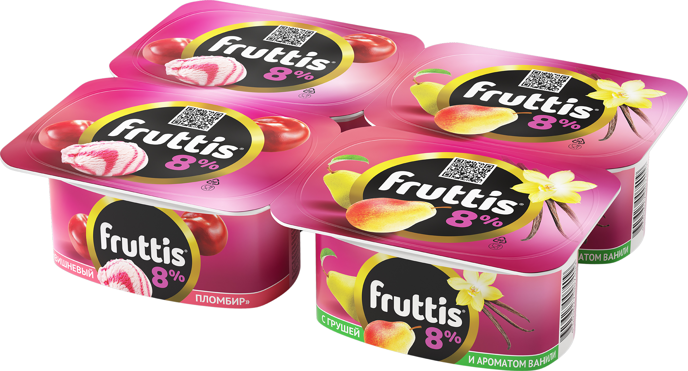 Изображение товара Продукт йогуртный FRUTTIS Суперэкстра Вишневый пломбир/Груша, ваниль 8%, без змж, 115г Изображение товара Продукт йогуртный FRUTTIS Суперэкстра Вишневый пломбир/Груша, ваниль 8%, без змж, 115г