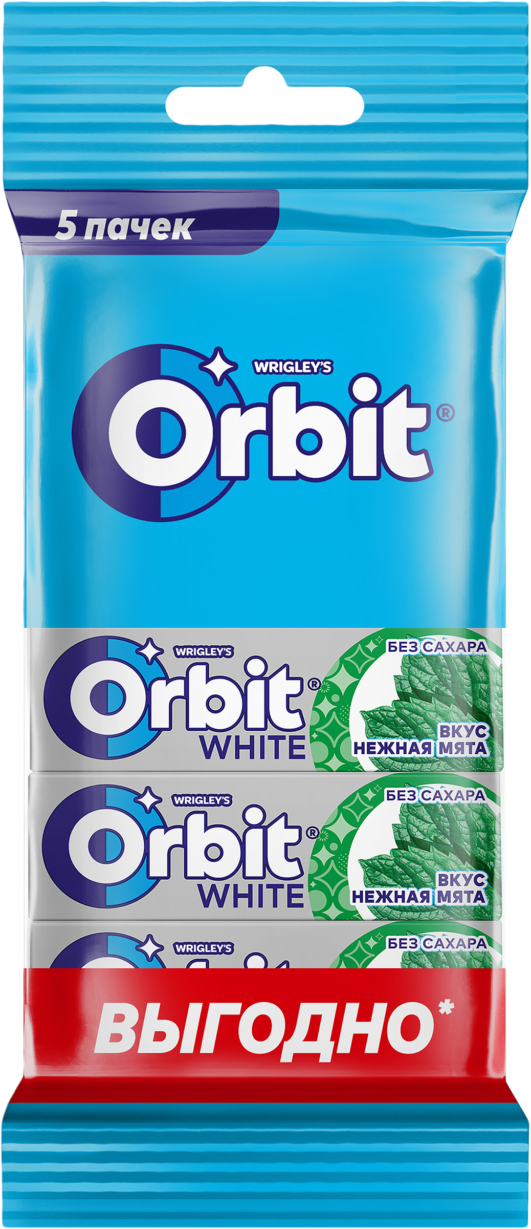 Изображение товара Жевательная резинка Orbit Нежная мята без сахара 13,6г мягкая упаковка