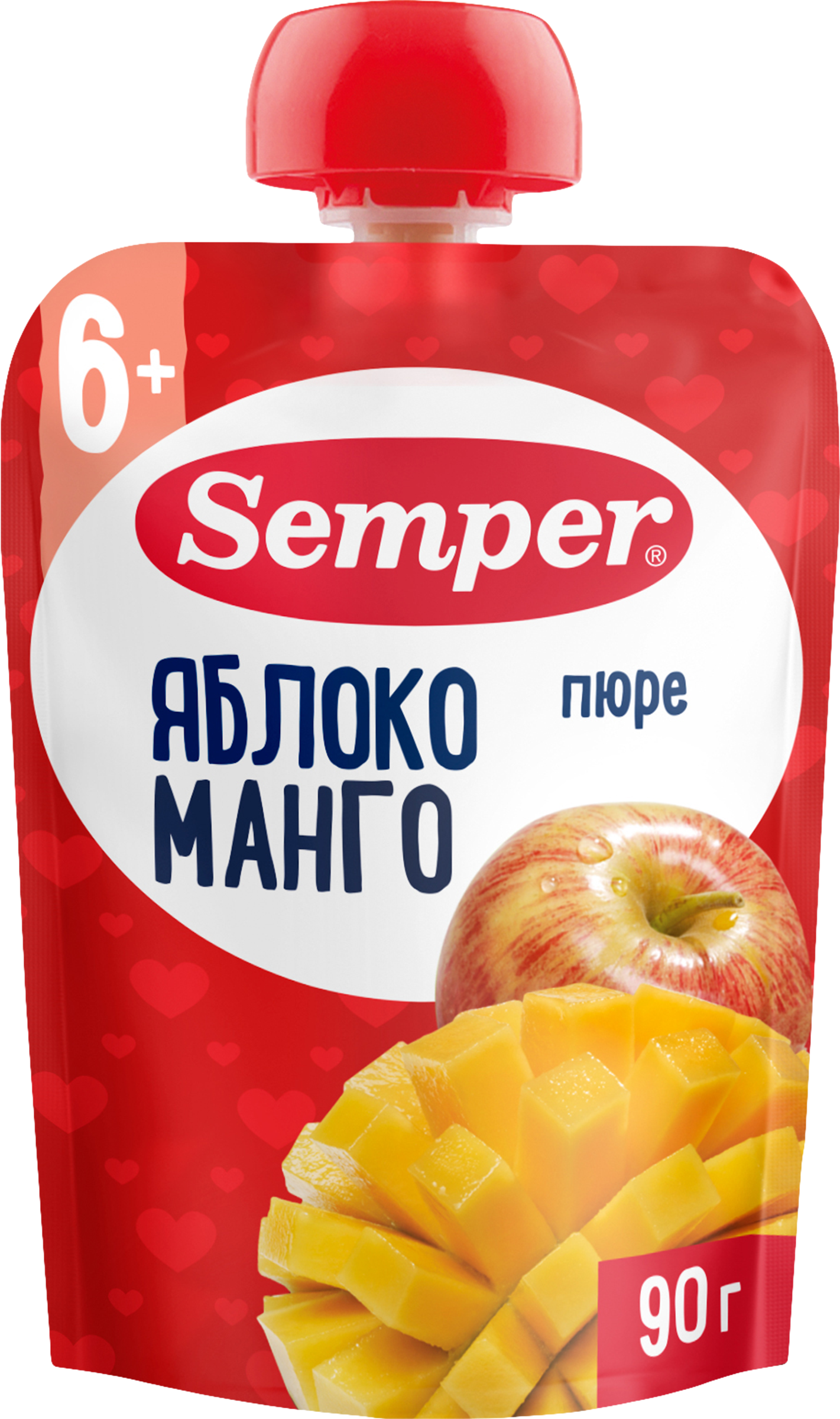Изображение товара Пюре фруктовое SEMPER Яблоко и Манго 90г для детей с 6 месяцев