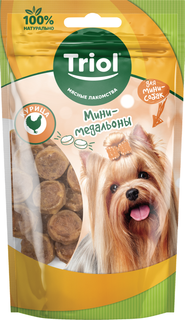 Изображение товара Лакомство для собак TRIOL мини-медальоны из курицы 50 г для мини-пород