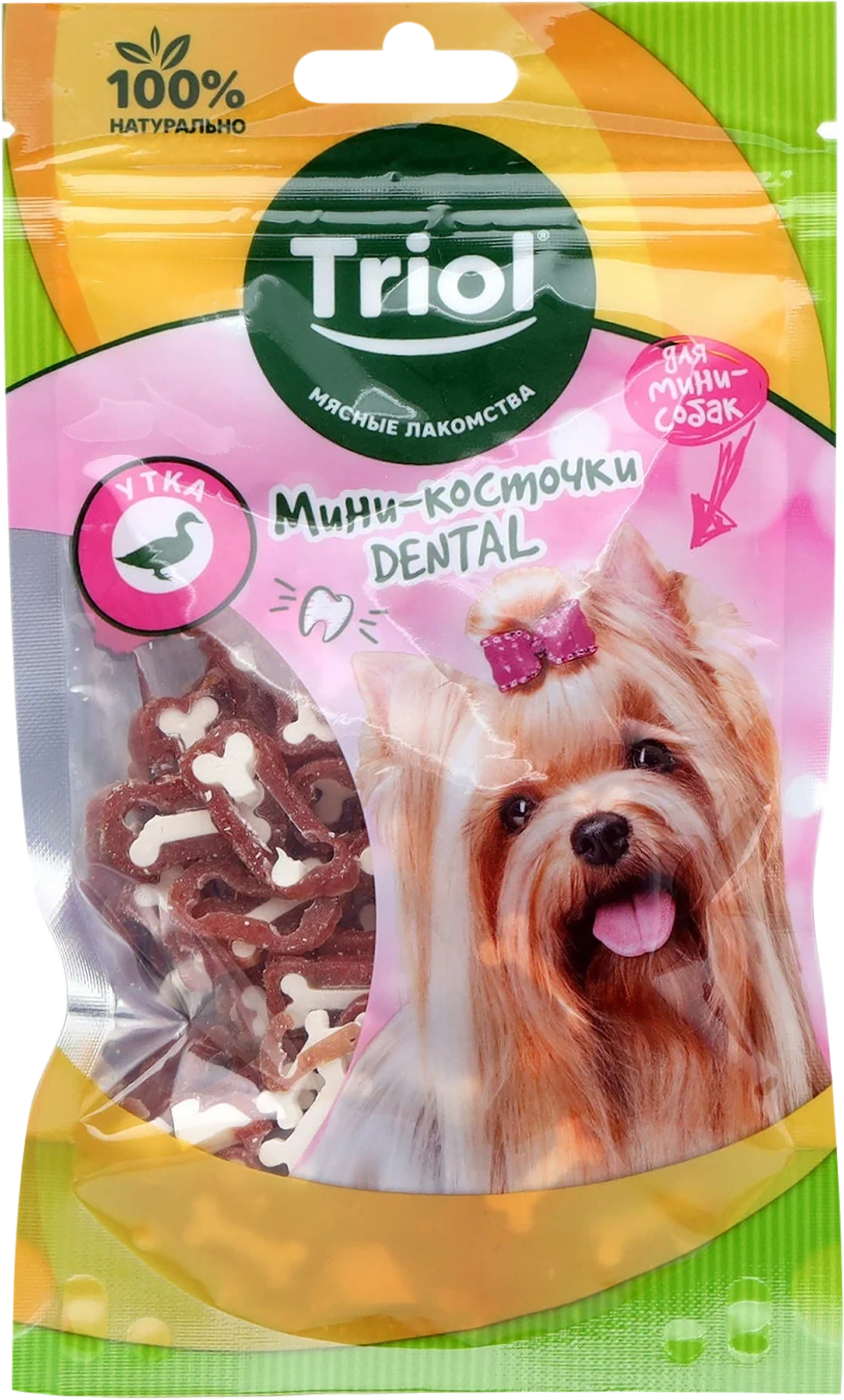Изображение товара Лакомство TRIOL Dental Мини-косточки из утки для мини-собак 50г Изображение товара Лакомство TRIOL Dental Мини-косточки из утки для мини-собак 50г