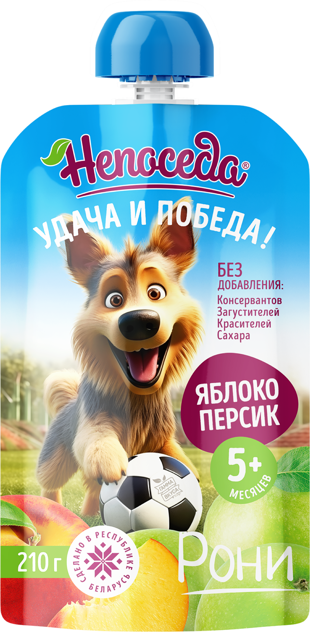 Изображение товара Пюре фруктовое НЕПОСЕДА Яблоко и персик, с 5 месяцев, 210г Изображение товара Пюре фруктовое НЕПОСЕДА Яблоко и персик, с 5 месяцев, 210г