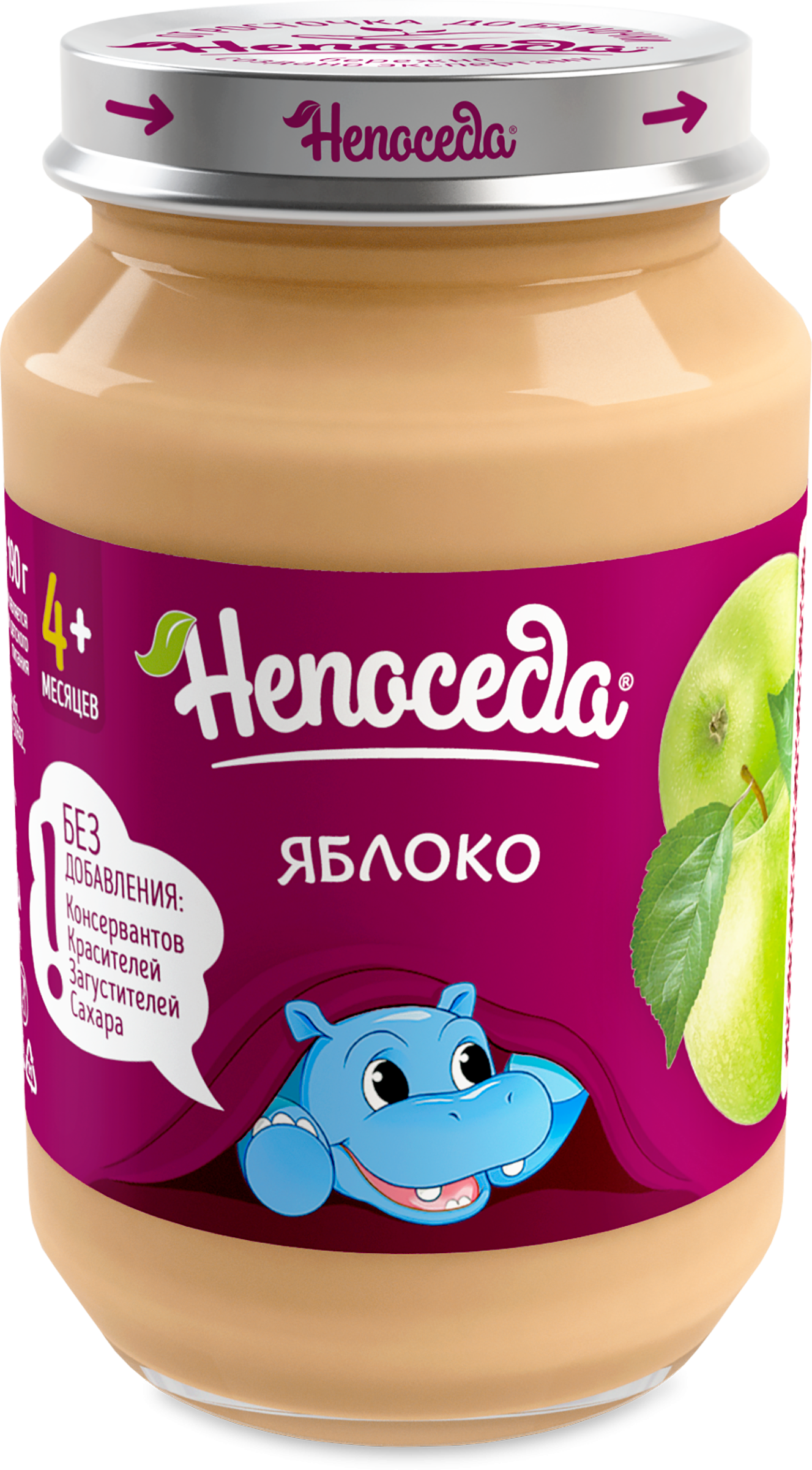 Изображение товара Пюре фруктовое НЕПОСЕДА Яблоко, с 4 месяцев, 185г Изображение товара Пюре фруктовое НЕПОСЕДА Яблоко, с 4 месяцев, 185г