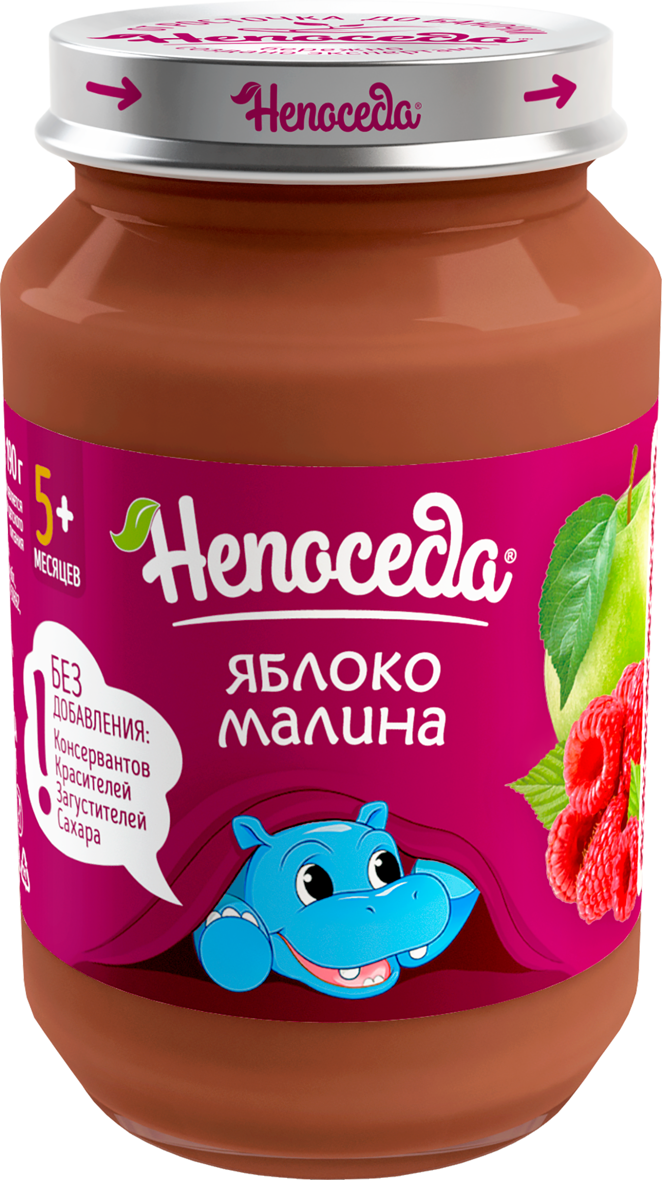 Изображение товара Пюре фруктово-ягодный НЕПОСЕДА Яблоко и малина, с 5 месяцев, 185г Изображение товара Пюре фруктово-ягодный НЕПОСЕДА Яблоко и малина, с 5 месяцев, 185г