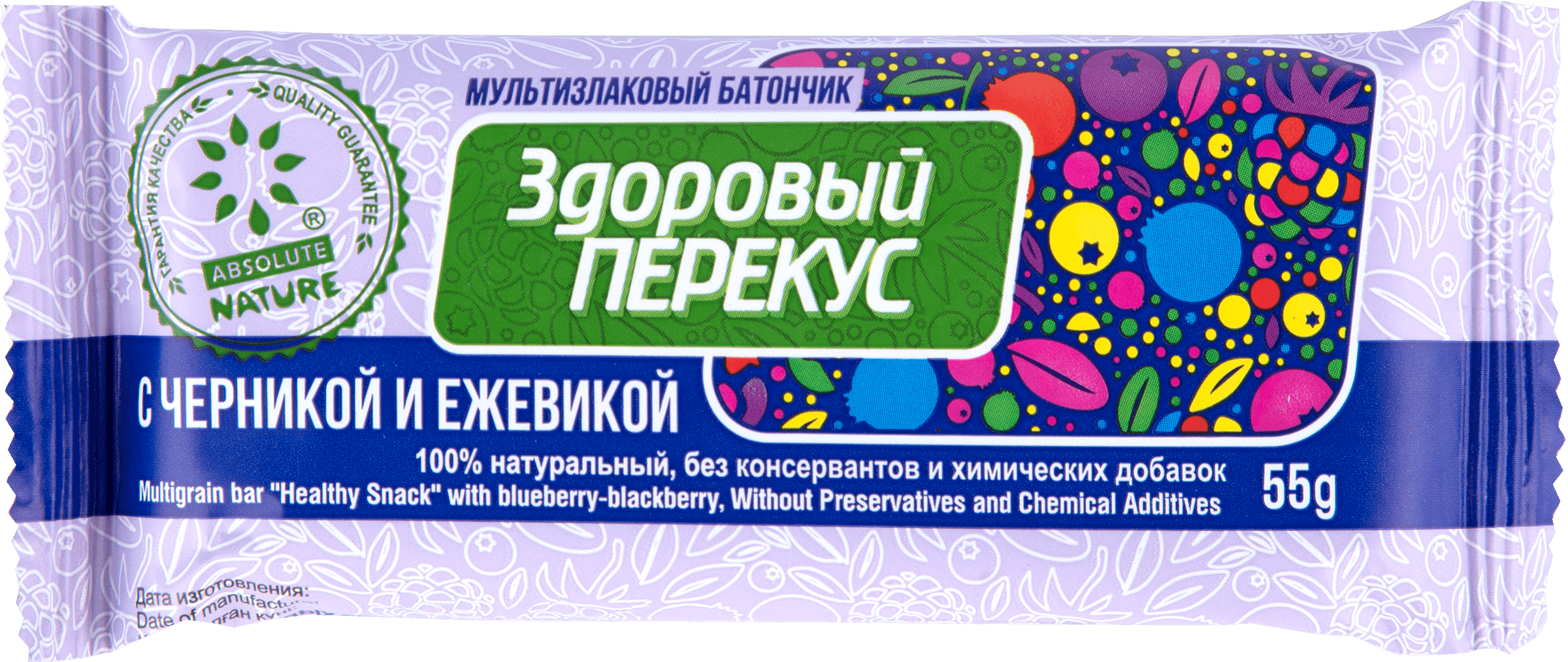 Изображение товара Батончик мюсли ЗДОРОВЫЙ ПЕРЕКУС с черникой и ежевикой 55г натуральный продукт Изображение товара Батончик мюсли ЗДОРОВЫЙ ПЕРЕКУС с черникой и ежевикой 55г натуральный продукт
