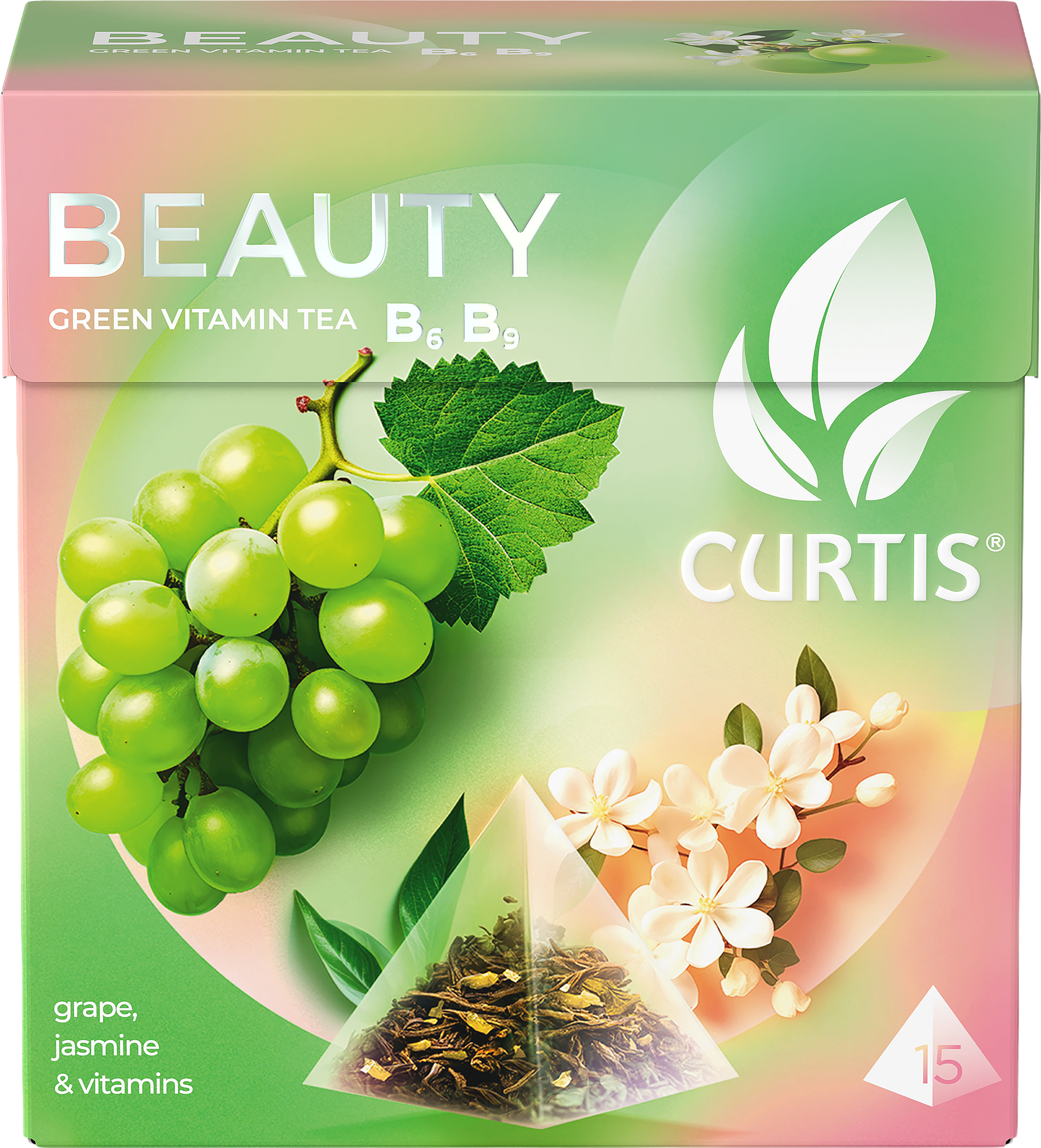 Изображение товара Зеленый ароматизированный чай CURTIS Beauty в пирамидках 15 шт Изображение товара Зеленый ароматизированный чай CURTIS Beauty в пирамидках 15 шт