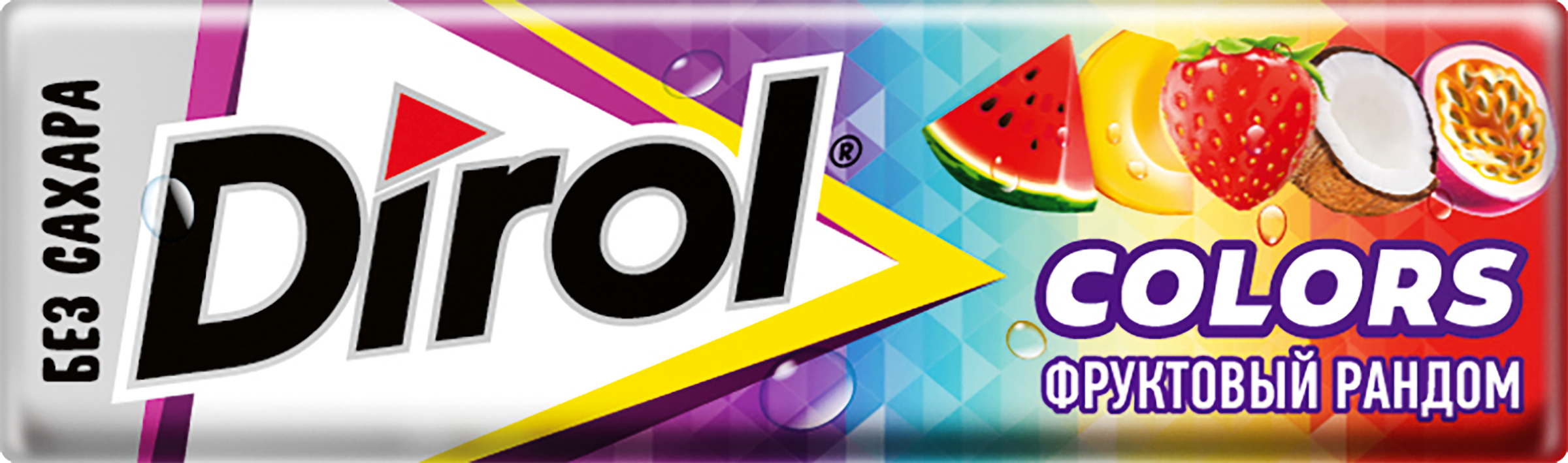 Изображение товара Жевательная резинка DIROL Colors без сахара фруктовый вкус 13,6г