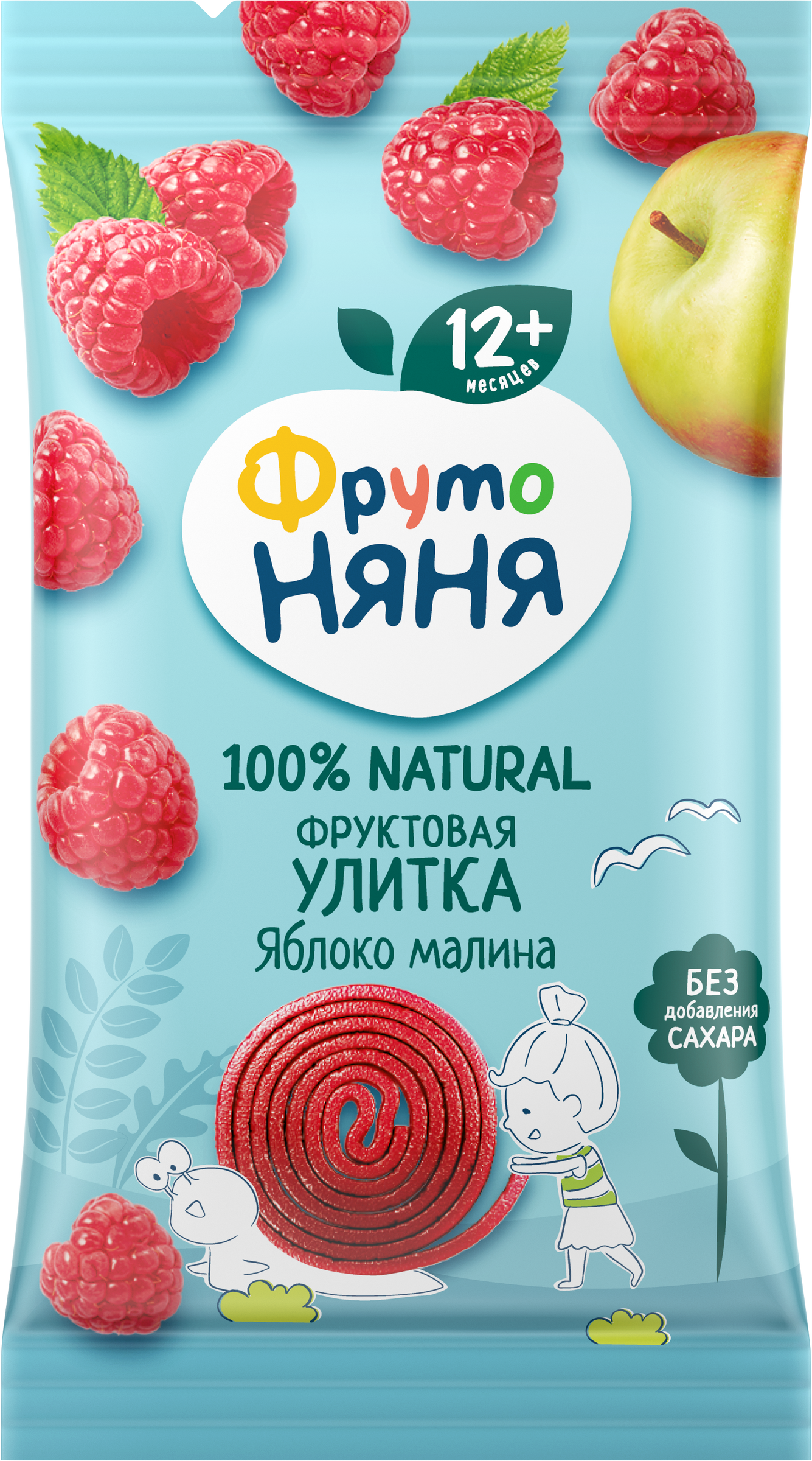 Изображение товара Фруктовые кусочки ФРУТОНЯНЯ Улитка Яблоко, малина, с 12 месяцев, 15г