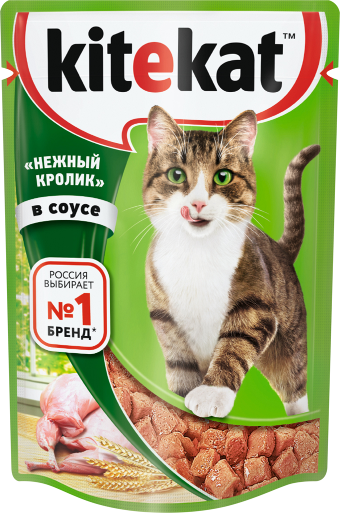Изображение товара Корм консервированный для взрослых кошек KITEKAT Кролик в соусе, 85г