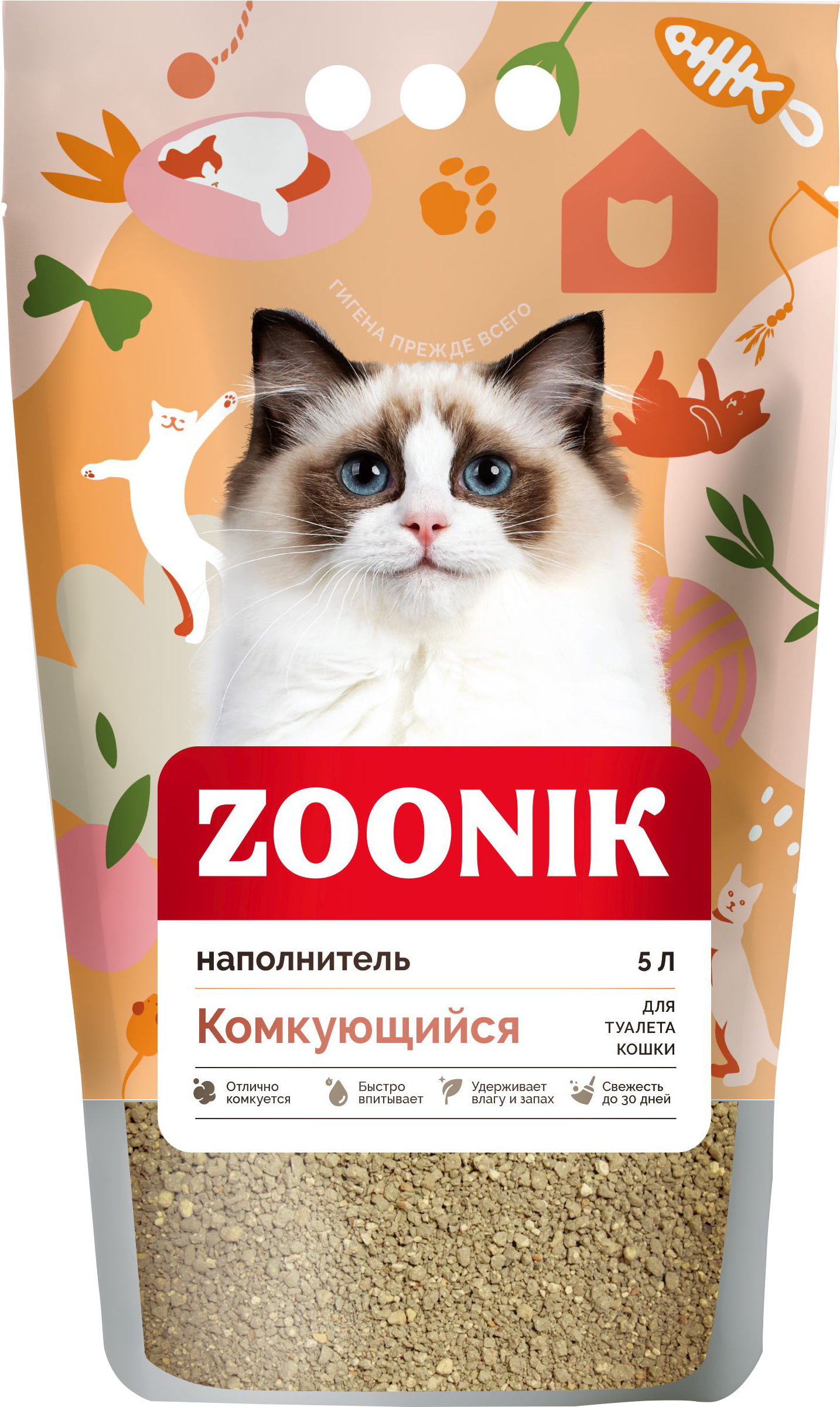 Изображение товара Наполнитель для кошек ЗООНИК комкующийся, 5л Изображение товара Наполнитель для кошек ЗООНИК комкующийся, 5л