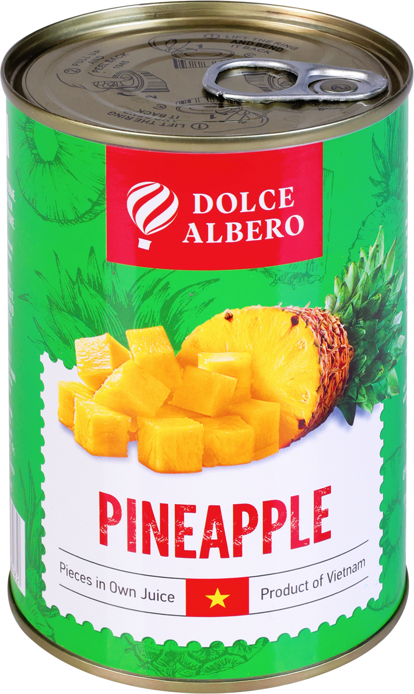 Изображение товара Ананасы DOLCE ALBERO кусочки в собственном соку, 425мл Изображение товара Ананасы DOLCE ALBERO кусочки в собственном соку, 425мл
