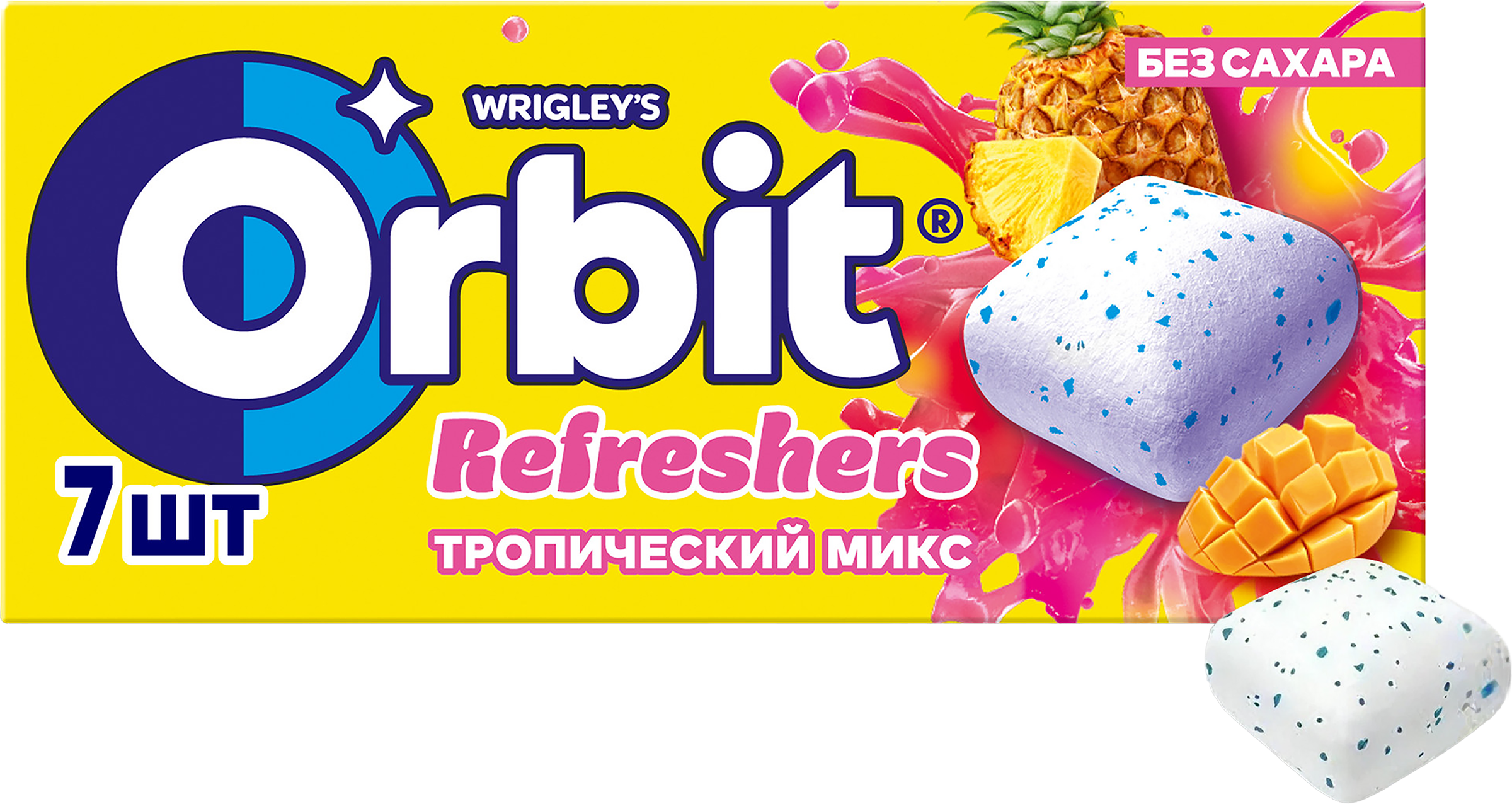 Изображение товара Жевательная резинка ORBIT Refreshers Тропик без сахара 16г с микрогранулами Изображение товара Жевательная резинка ORBIT Refreshers Тропик без сахара 16г с микрогранулами