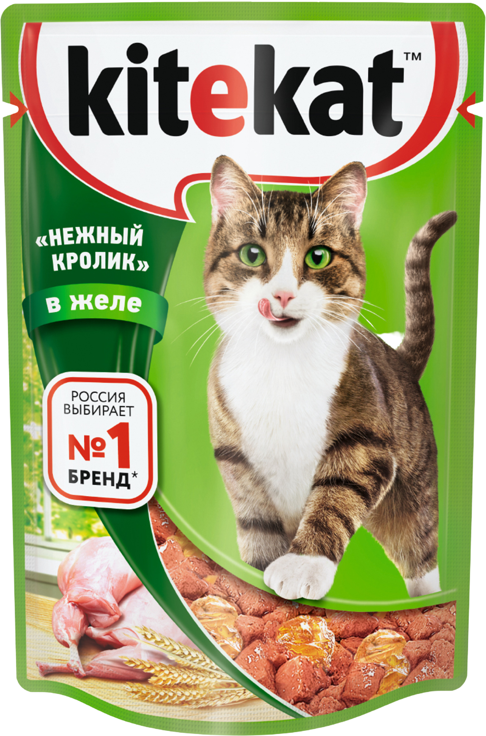 Изображение товара Корм консервированный для взрослых кошек KITEKAT Нежный кролик в желе, 85г