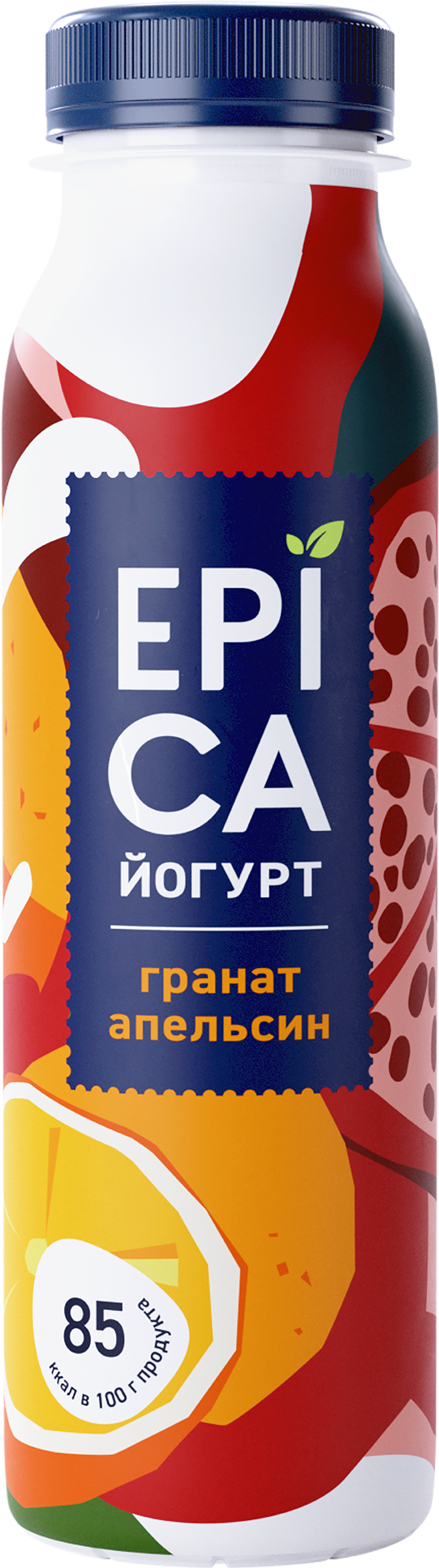 Изображение товара Йогурт питьевой EPICA с гранатом и апельсином 2,5% 260г натуральный вкус