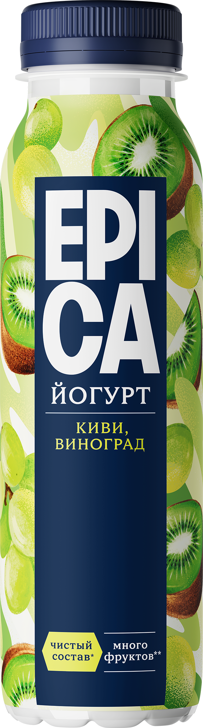 Изображение товара Йогурт питьевой EPICA с киви и виноградом 2,5%, без змж, 260г Изображение товара Йогурт питьевой EPICA с киви и виноградом 2,5%, без змж, 260г