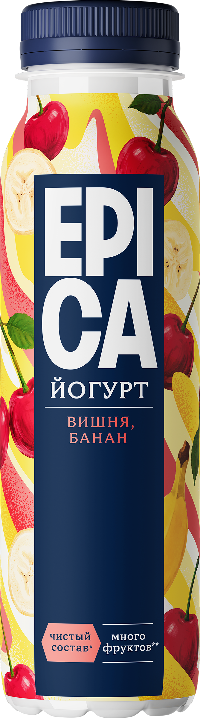 Изображение товара Йогурт питьевой EPICA Вишня и Банан 2,5% натуральный 260г Изображение товара Йогурт питьевой EPICA Вишня и Банан 2,5% натуральный 260г