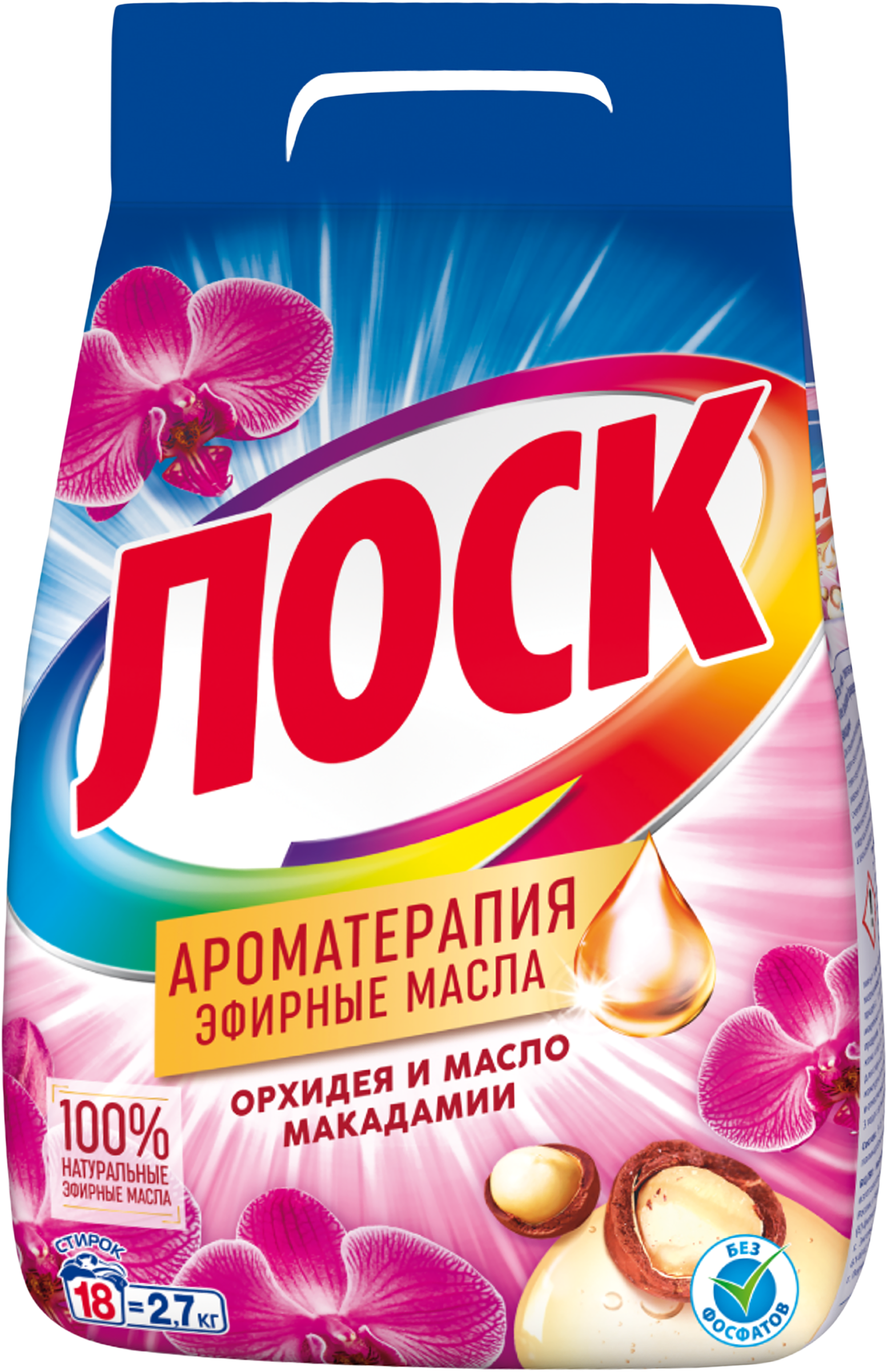 Изображение товара Стиральный порошок ЛОСК Ароматерапия Орхидея и масло макадамии, 2,7кг