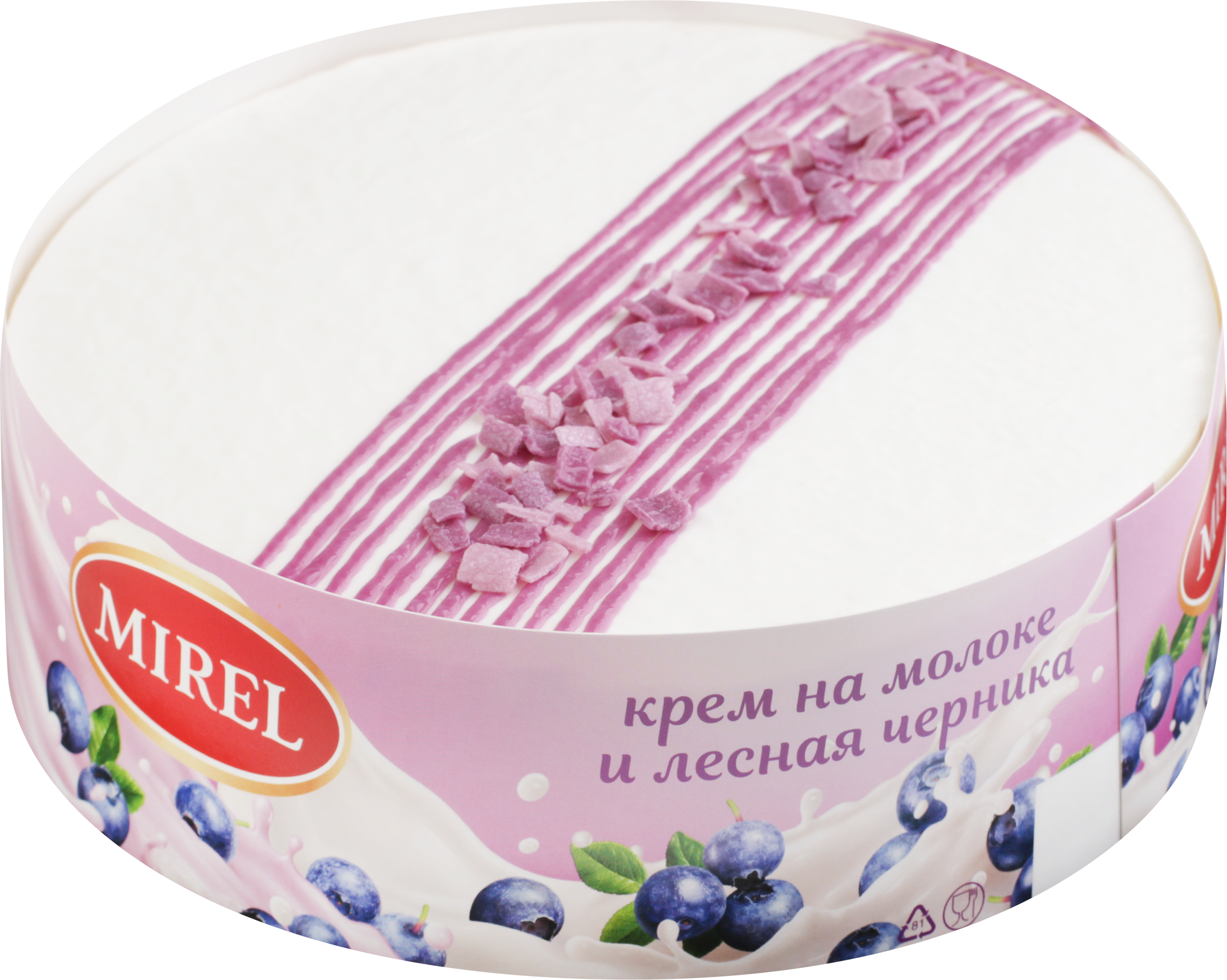 Изображение товара Молочный торт MIREL Черничное молоко 750г с ягодной начинкой Изображение товара Молочный торт MIREL Черничное молоко 750г с ягодной начинкой